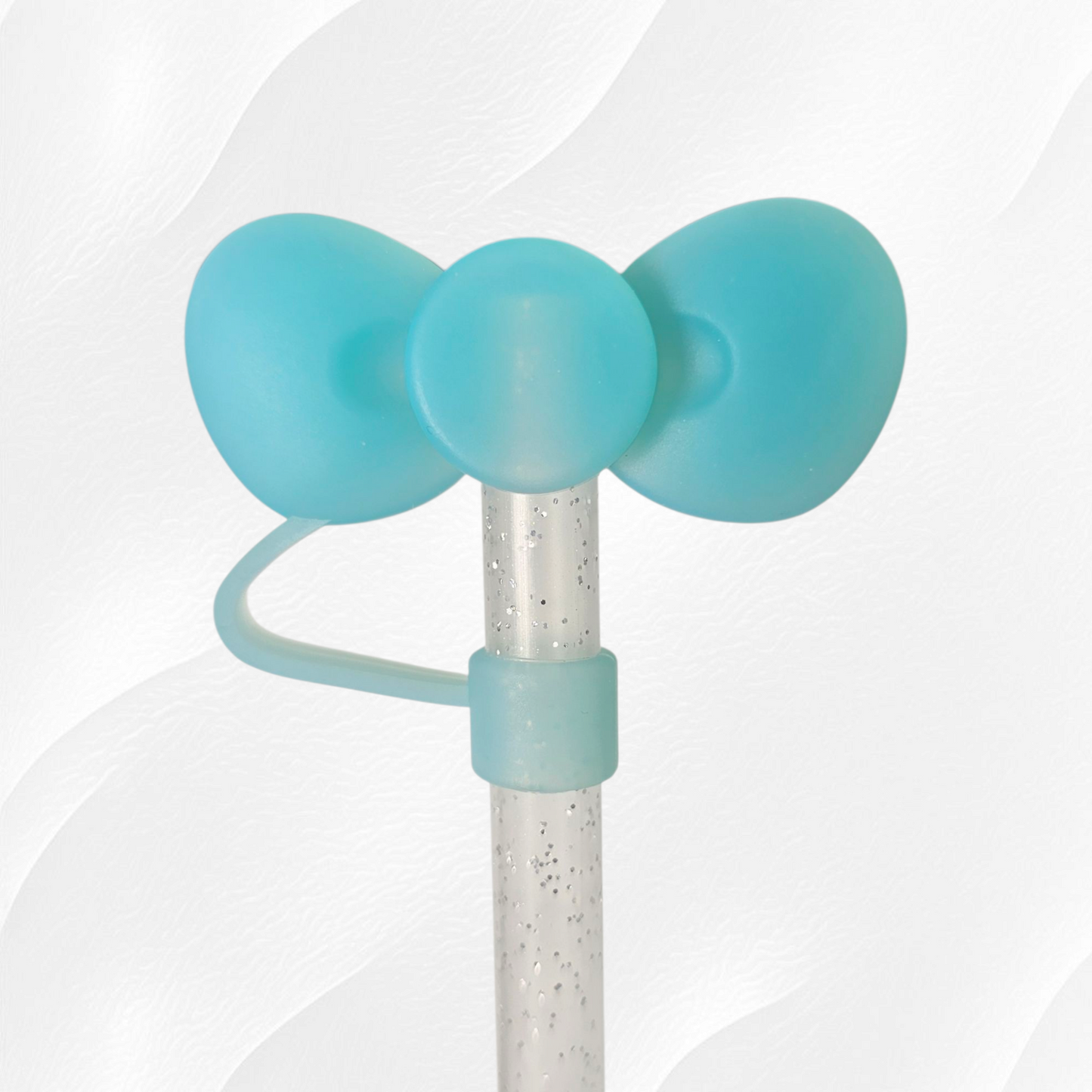 Lake Blue Bow Tie 3D Silicone Straw Topper