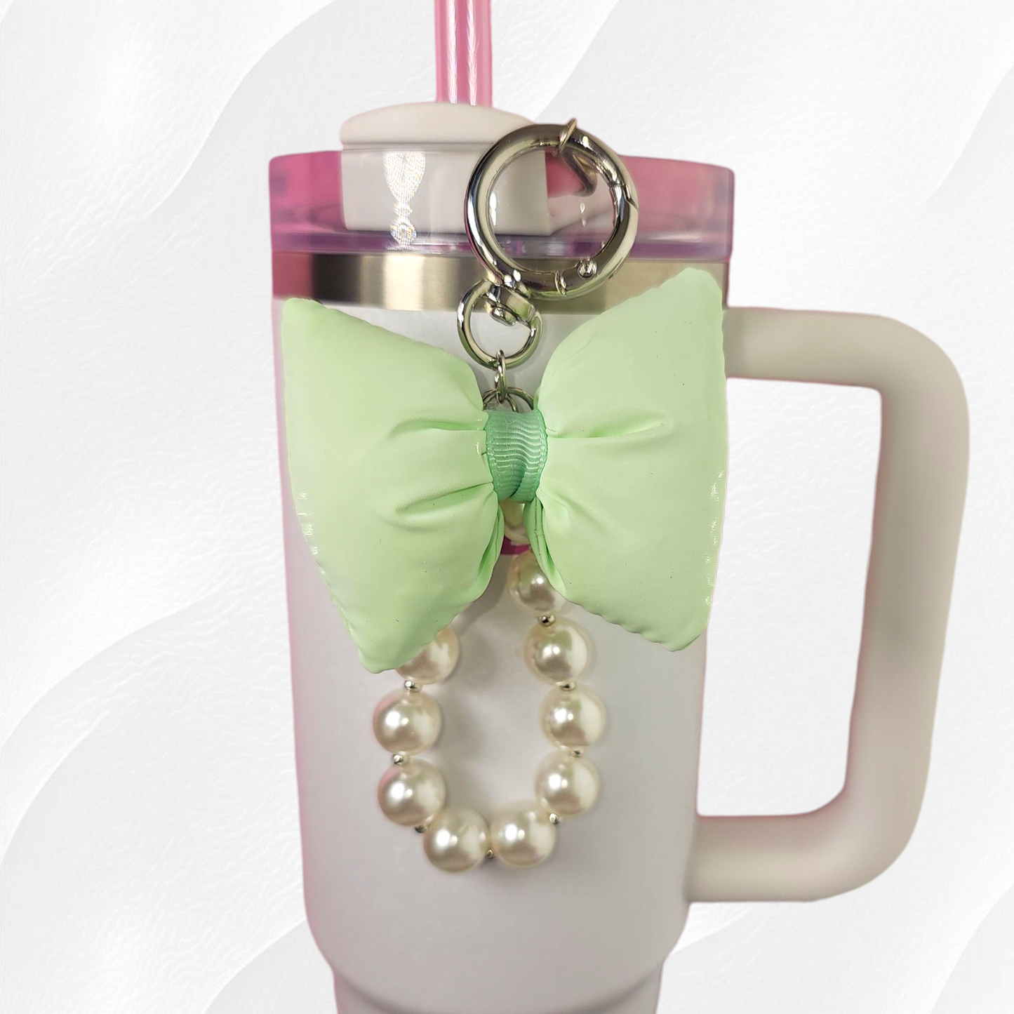 Green Bow and Pearl Charm