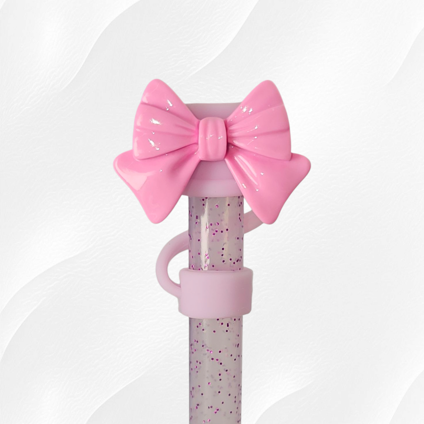 Lavender Purple and pink Coquette Bow Straw Topper