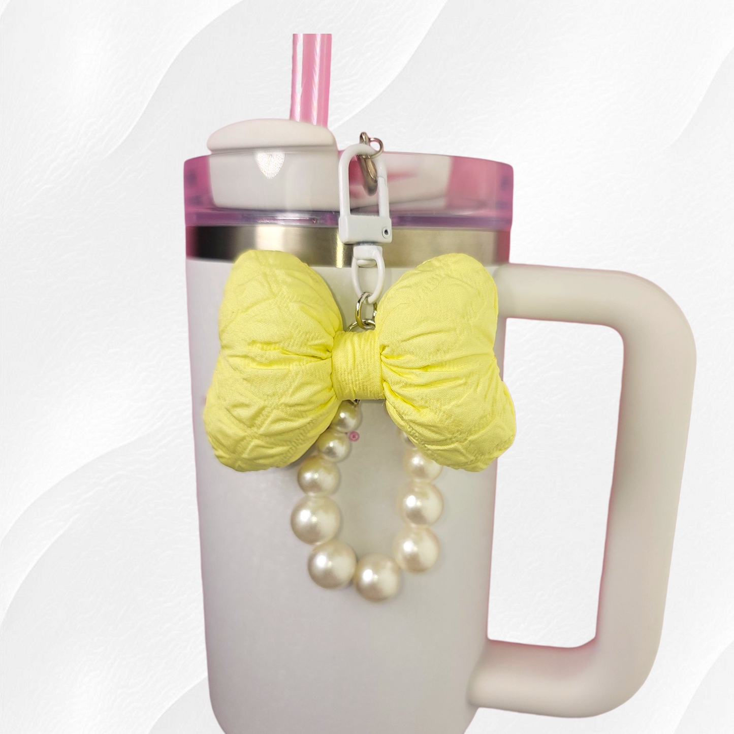 Yellow Bow and Pearl Charm