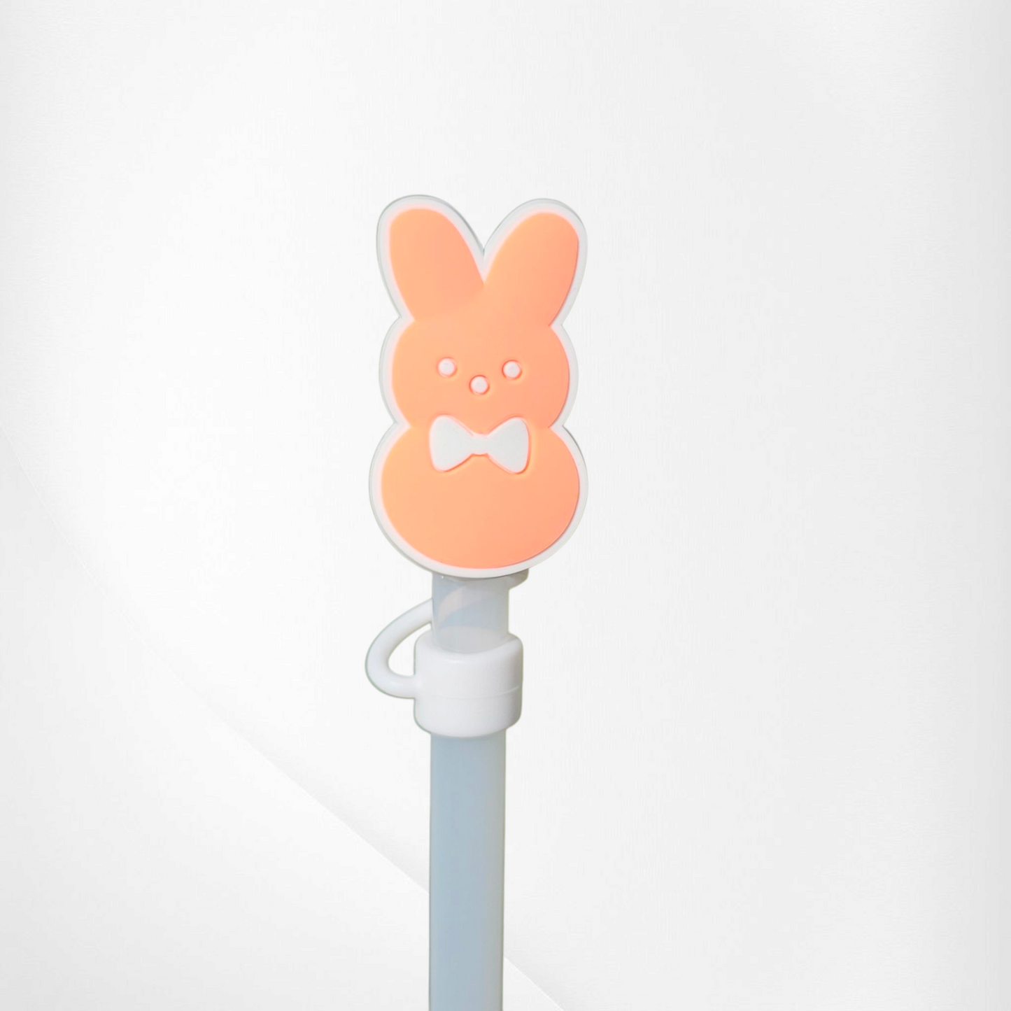 Orange Peeps inspired Easter Bunny 2D Silicone Straw Topper - Straw Cover.