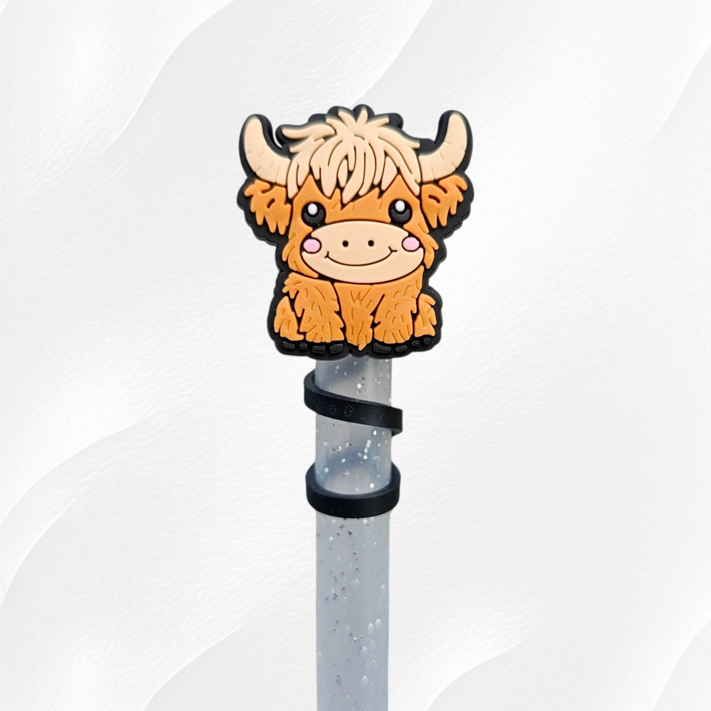 Cute Highland Cow 10mn Silicone Straw Toppers