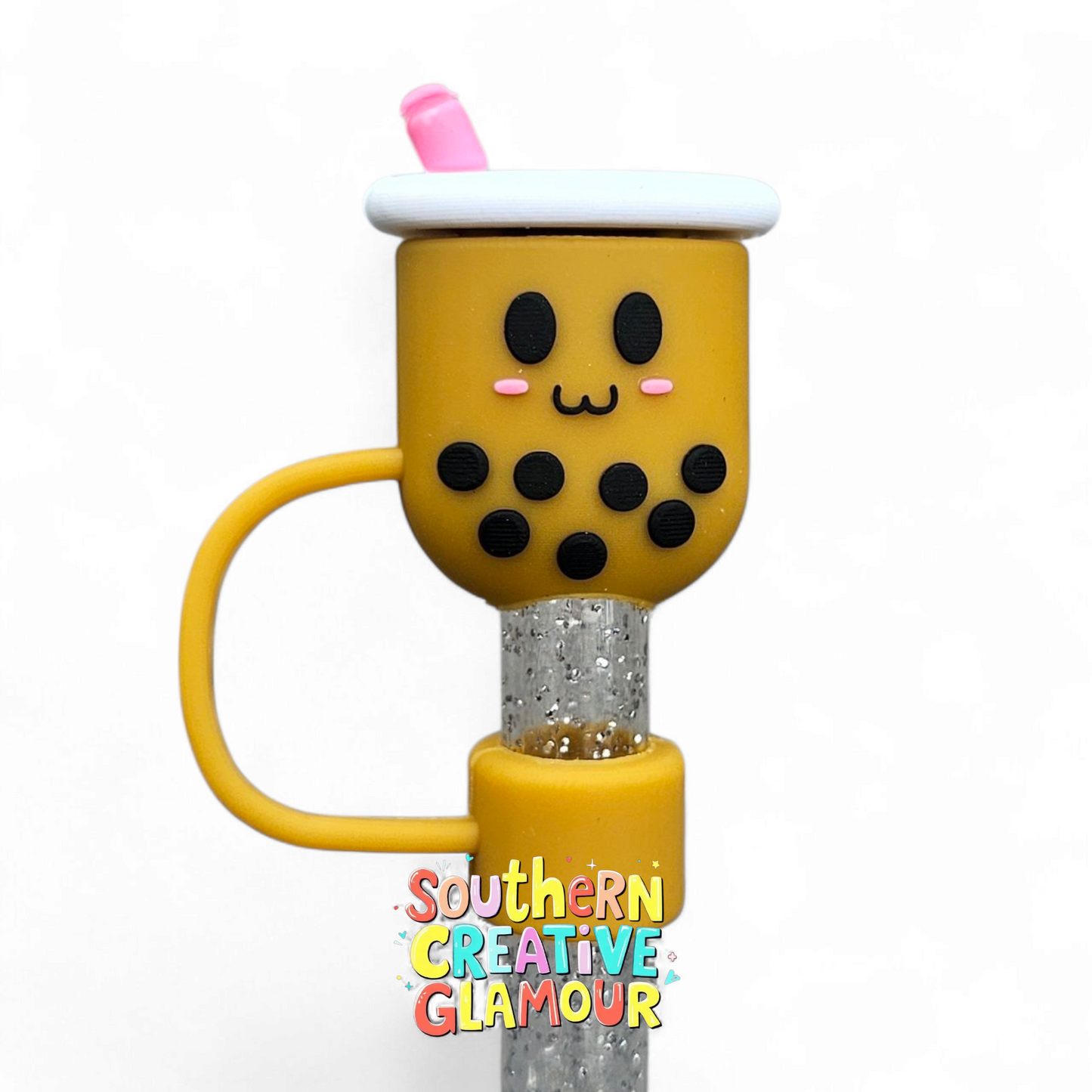 Brown Boba Tea 3D Silicone 10mm Straw Toppers by Southern Creative Glamour