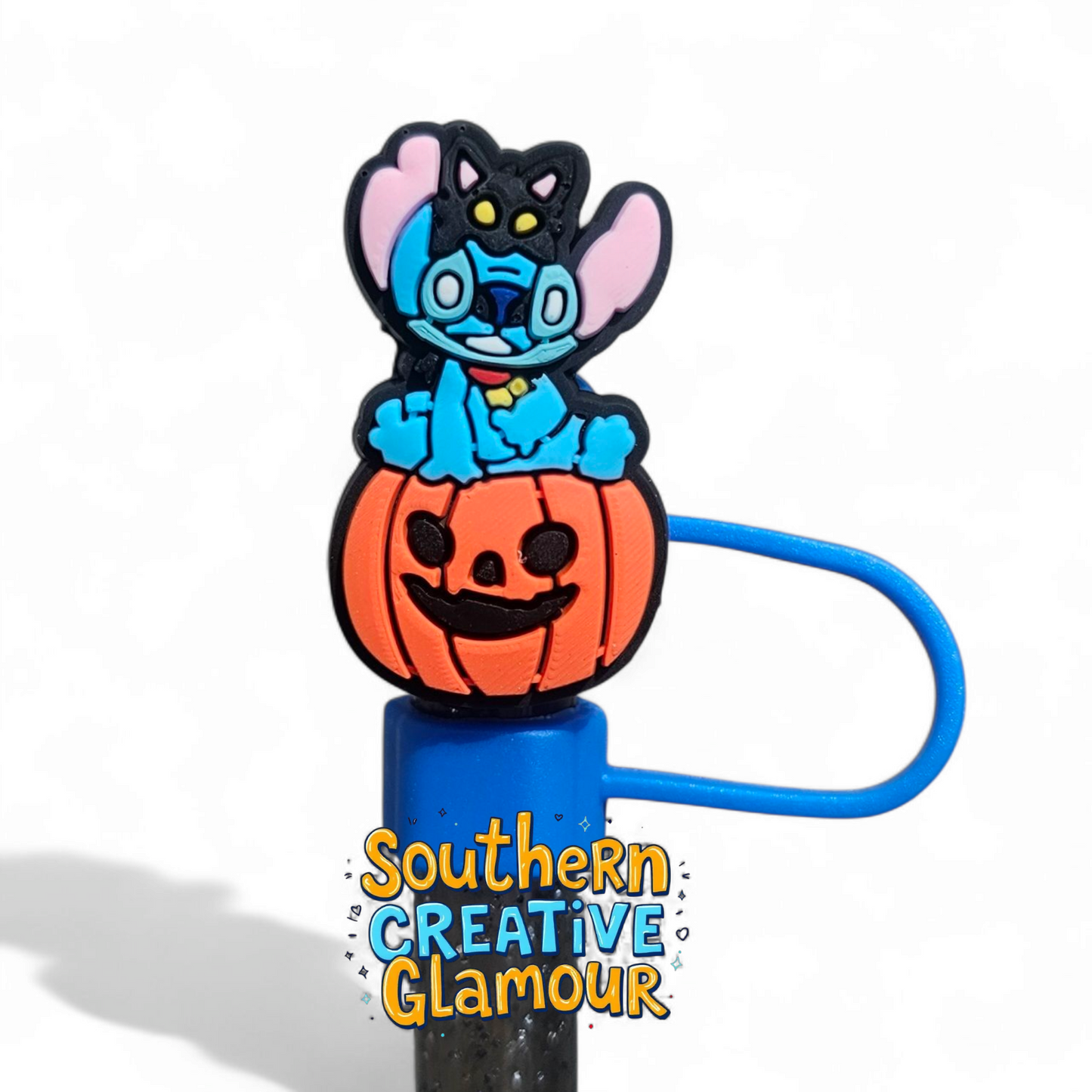 Lilo x Black Cat Inspired Halloween Silicone 10mm Straw Toppers by Southern Creative Glamour
