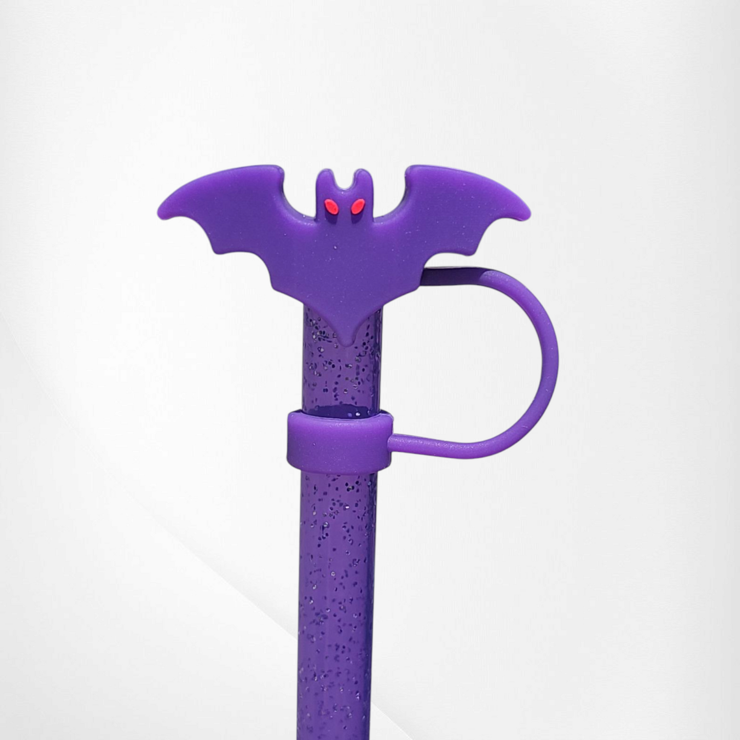 Purple Bat 3D Silicone Straw Topper