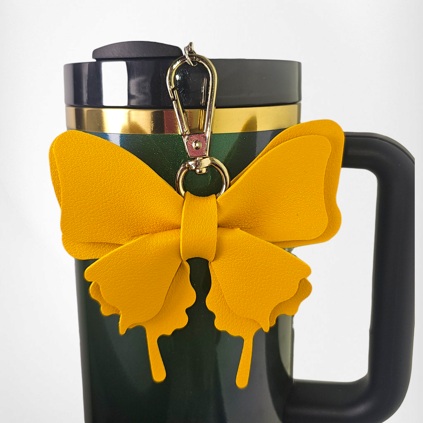 Fashion Leather Butterfly Tumbler Charm - Yellow