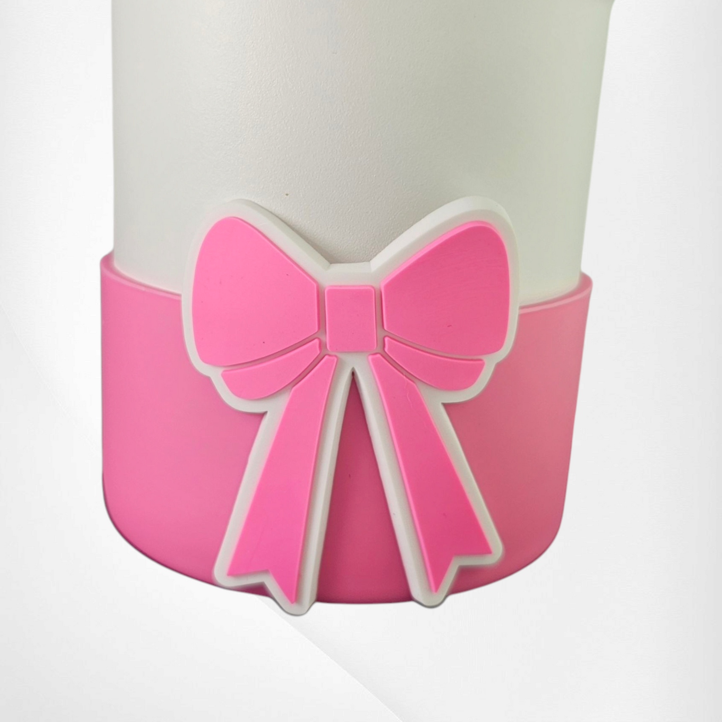 Sizzling Pink Bow Tumbler Silicone Boot. Fits 30oz-40oz Tumblers like Stanley.