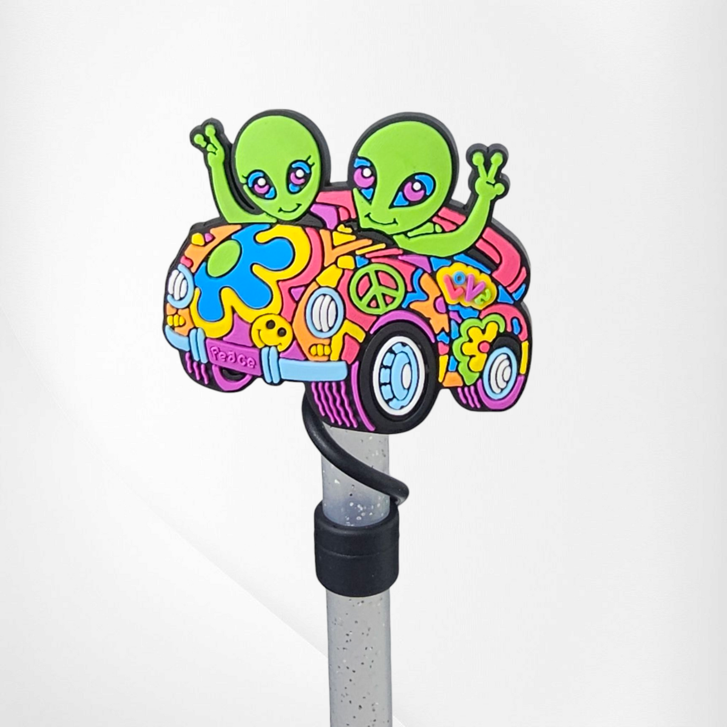 Groovy Aliens Silicone Straw Topper