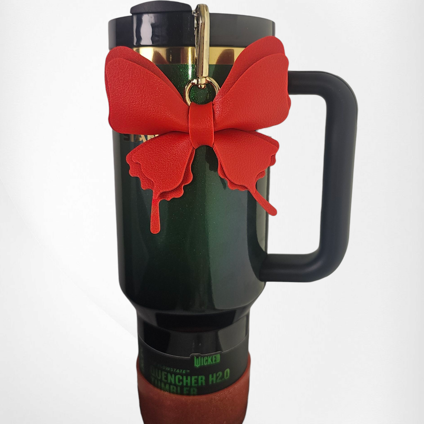 Red leather Butterfly Tumbler Straw Charm