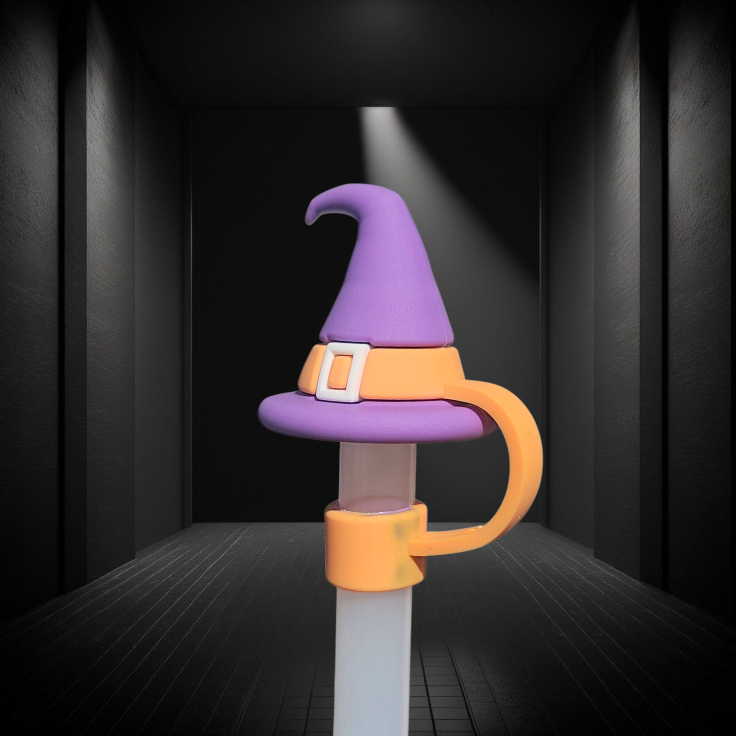 Purple Witch's Hat 3D Silicone Straw Topper