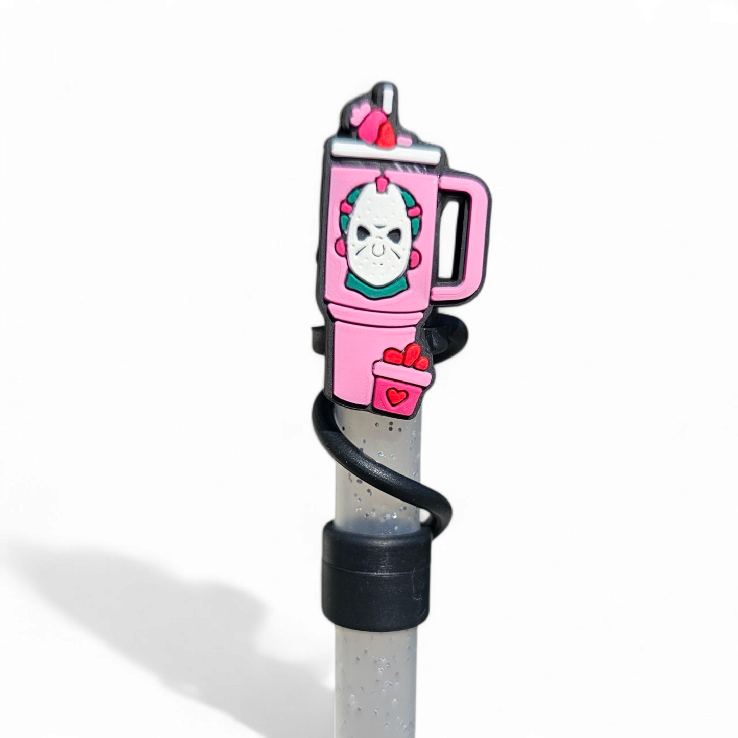 Pink Jason 10mm Silicone Straw Topper
