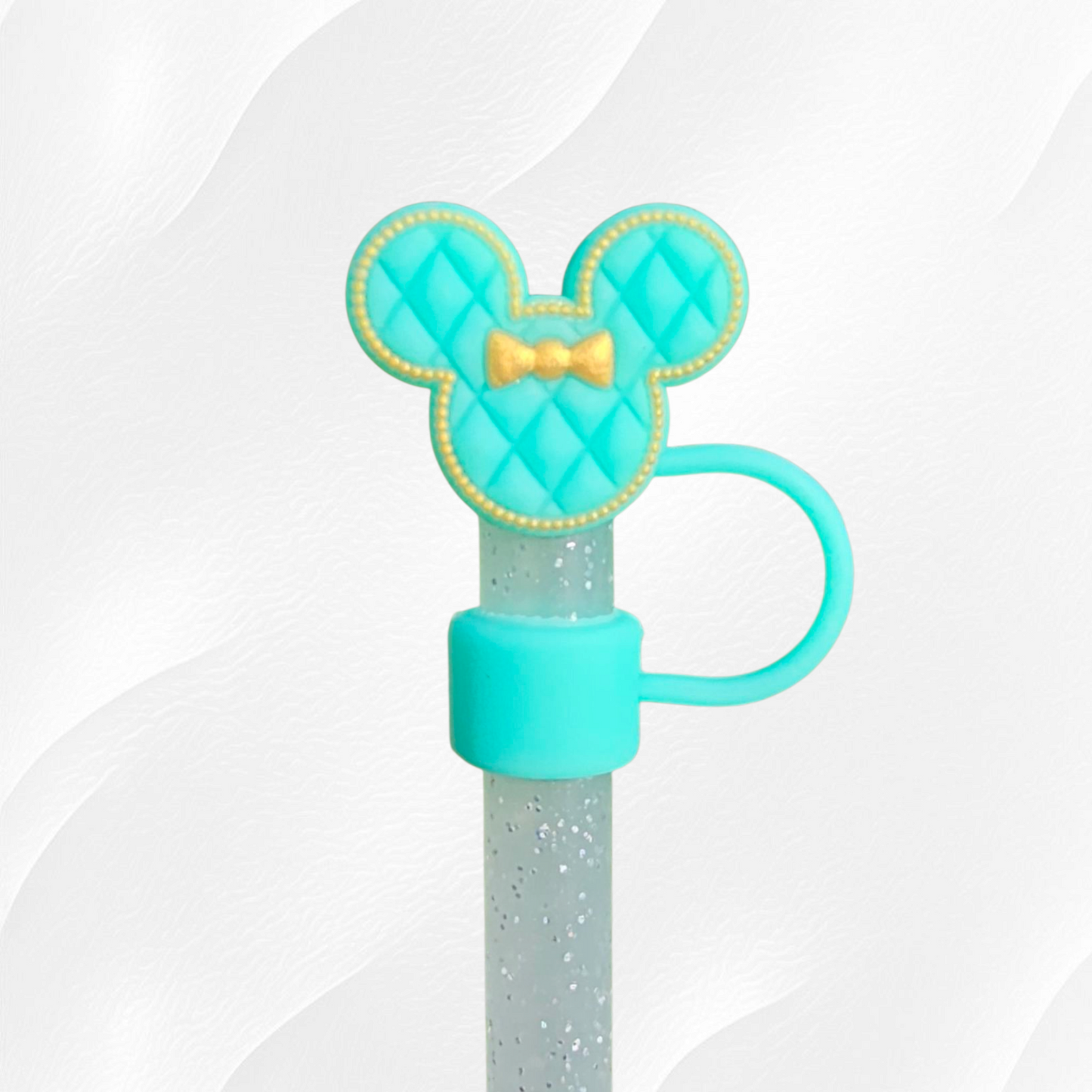 Mint Green and gold Minnie Mouse Inspired 3D Silicone Straw Topper.