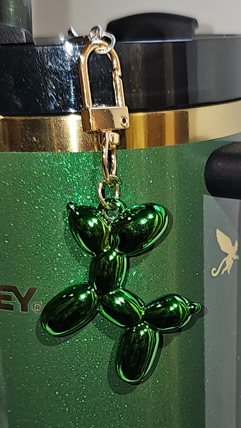 Balloon Dog Charm Pendant - Green Gold