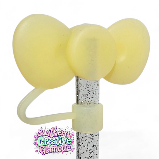 Butter Yellow 3D Bow Silicone Straw Topper | Fits 10mm Straws