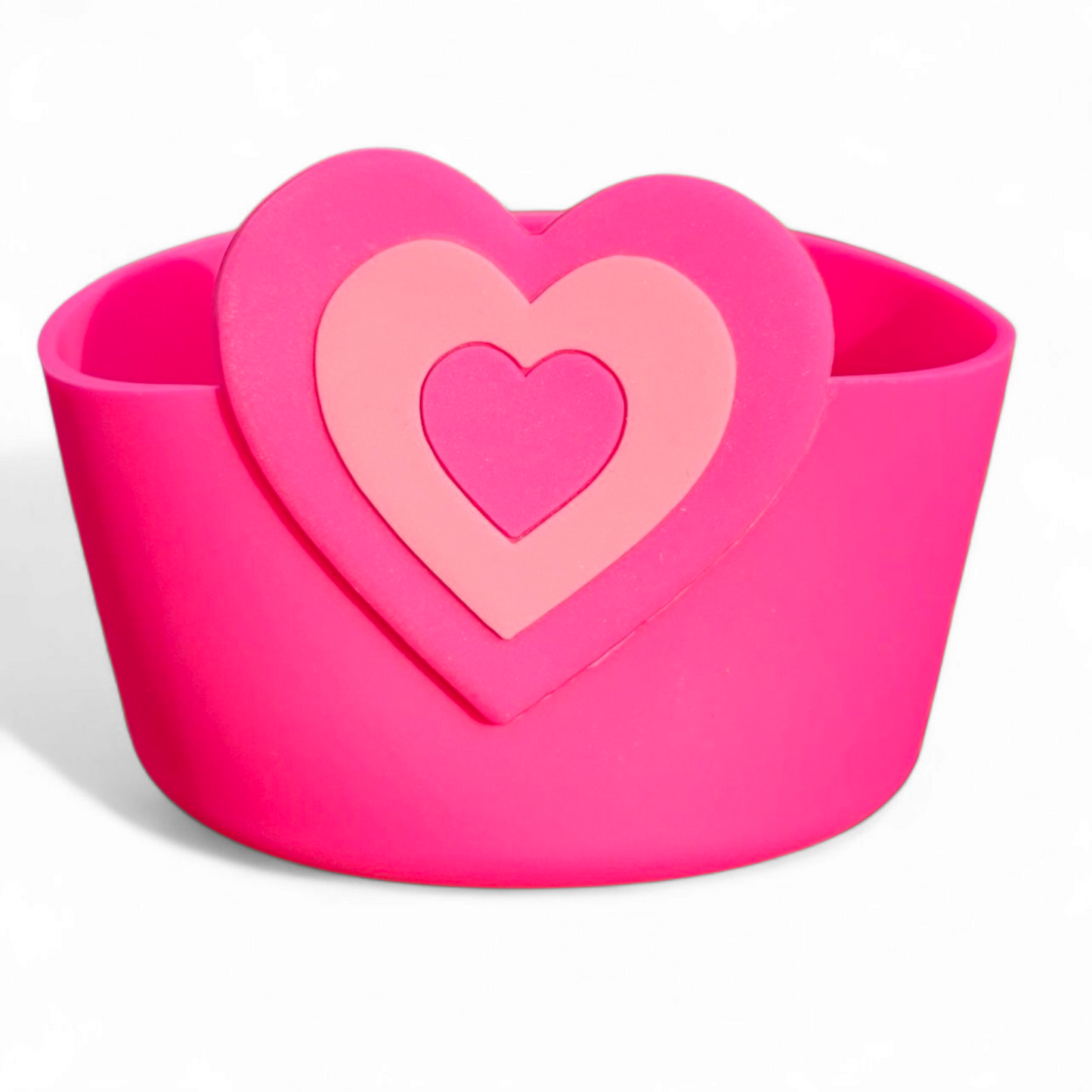Pink Heart Silicone Tumbler Boot & Straw Topper
