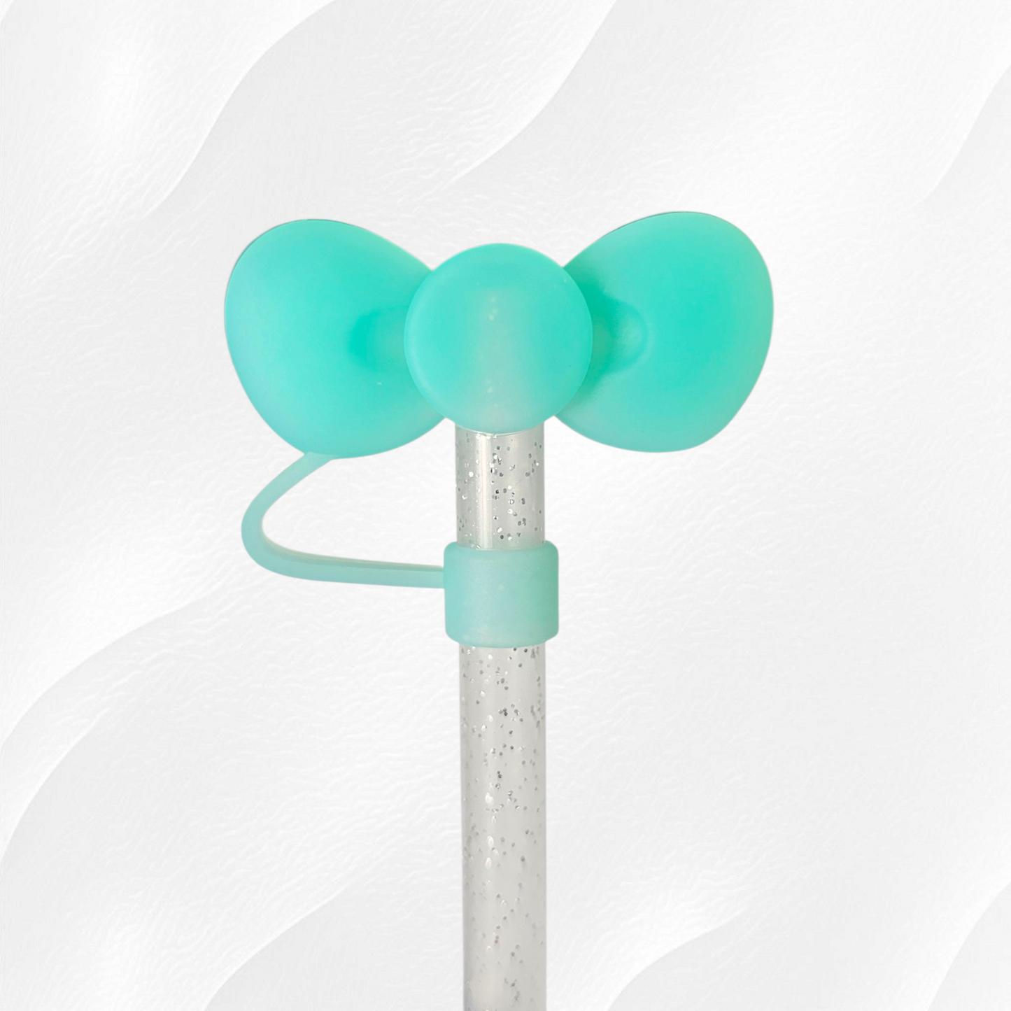 Mint Green Bow Tie 3D Silicone Straw Topper