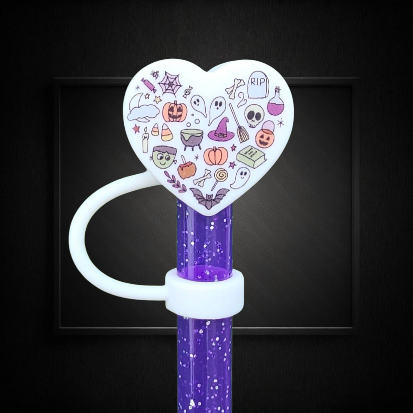 Halloween Heart 3D Silicone Straw Topper
