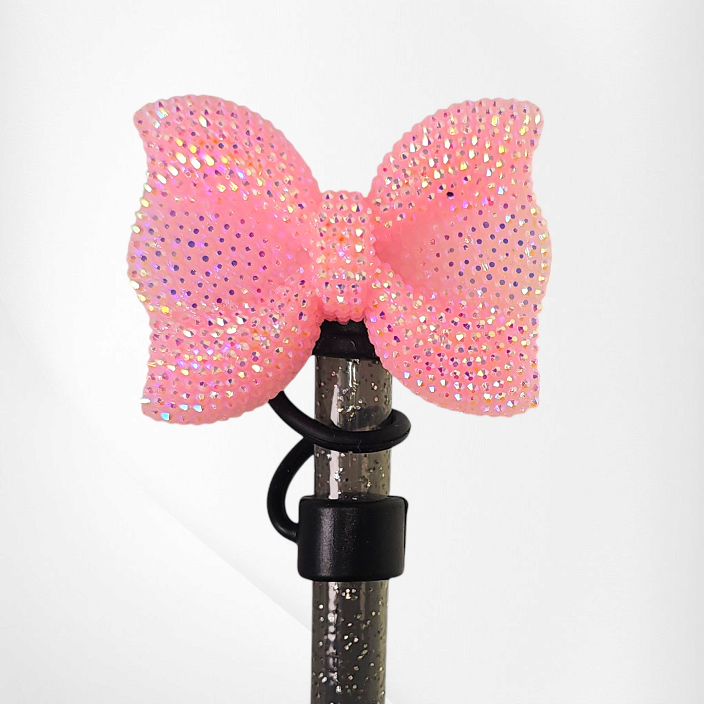 Blush Pink and black Silicone Straw Topper - Straw Cover. Fits 10mm and Stanley Straws by Southern Creative Glamour