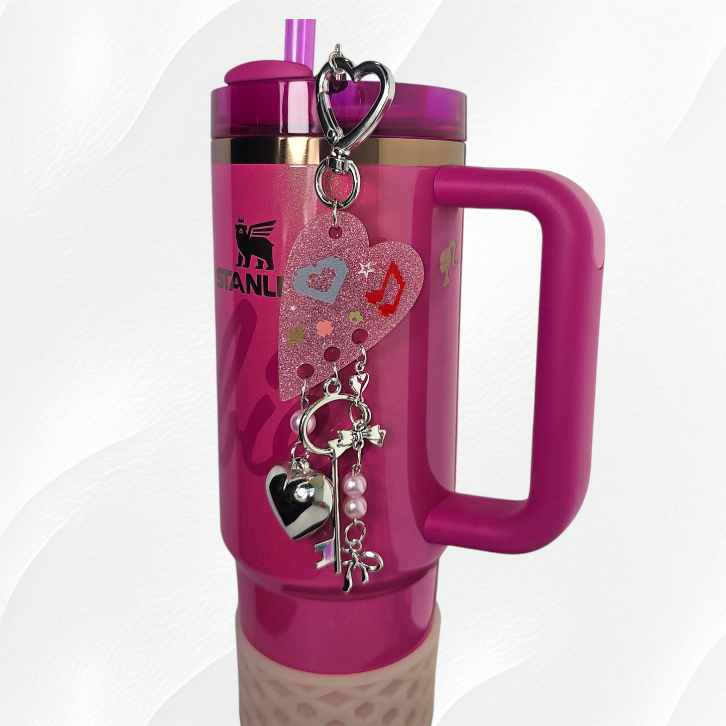 Rockstar Heart Tumbler Charm - Pink