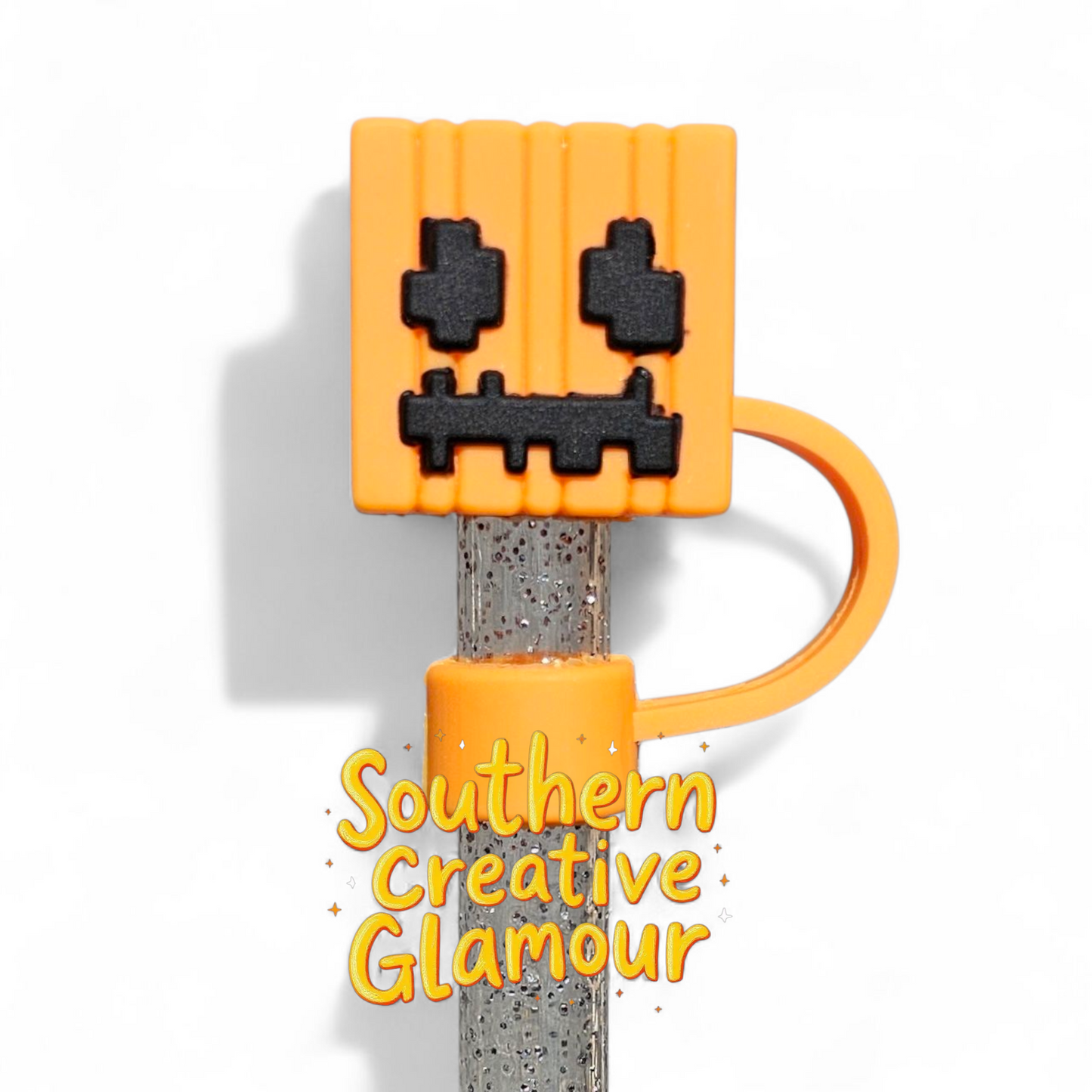 Orange Snow Golem 3D Minecraft 10mm Straw Toppers