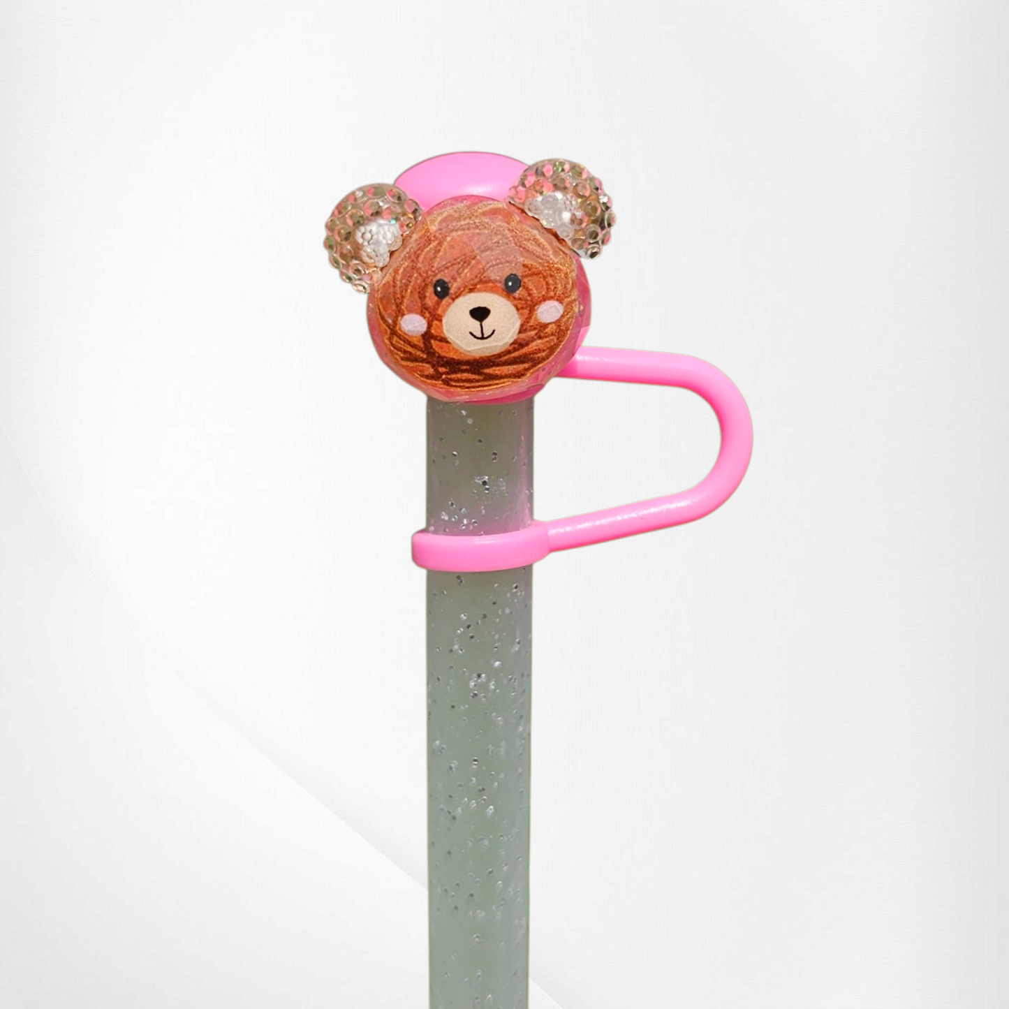 Brown Teddy Bear Straw Topper
