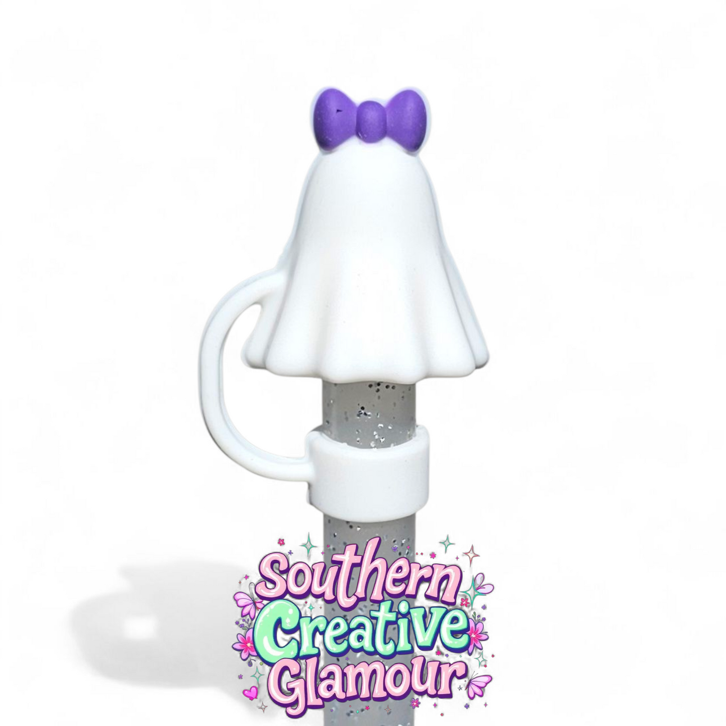 Girly Ghost 3D Silicone 10mm Straw Toppers by Southern Creative Glamour