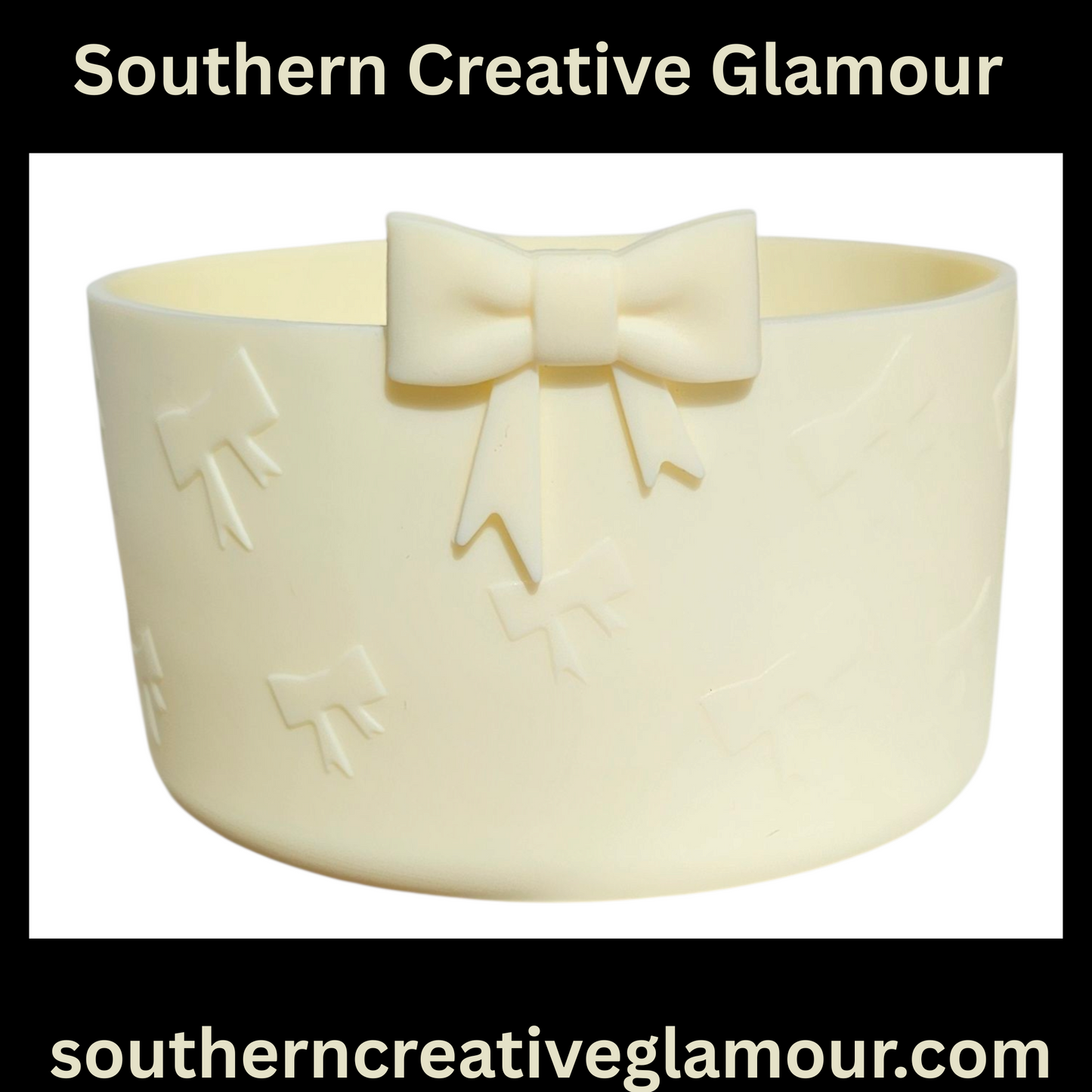 Bow Textured Tumbler Silicone Boot - Cream