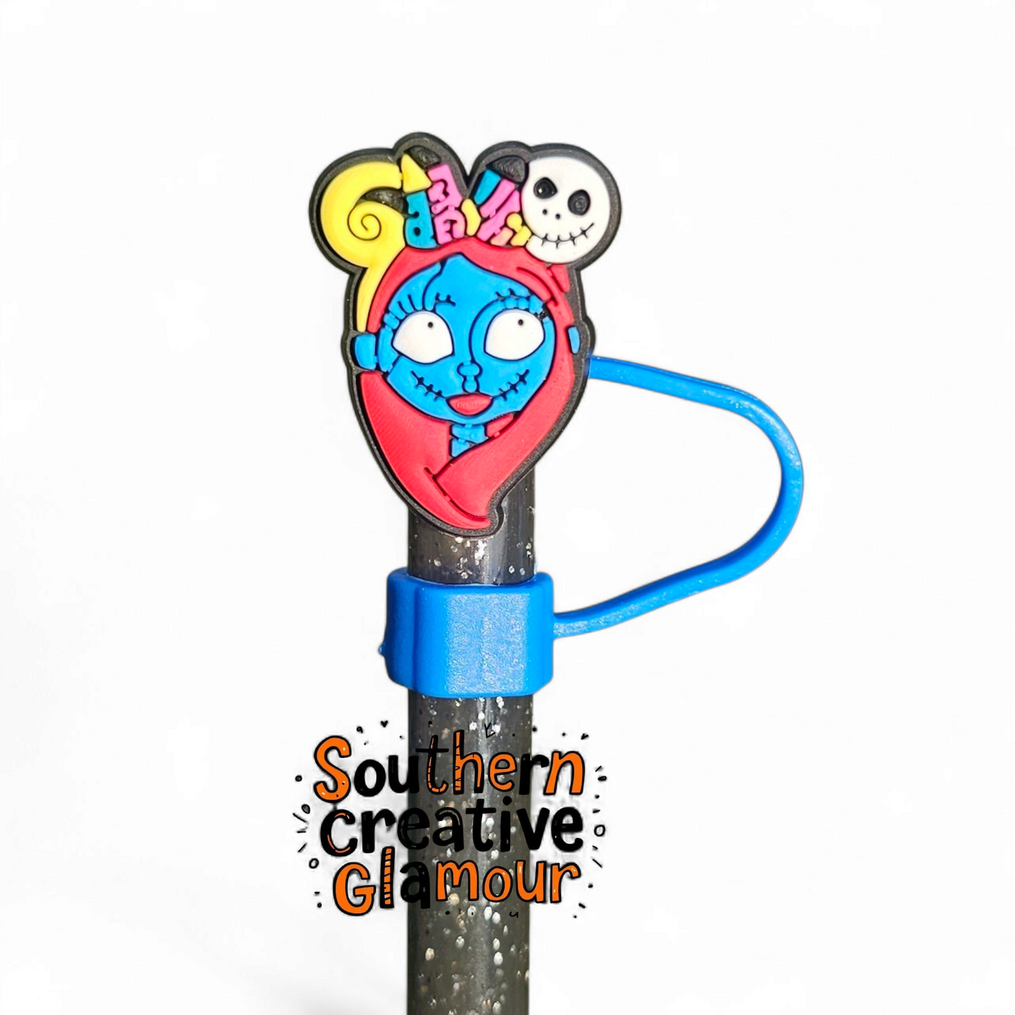 Sally Nightmare Before Christmas inspired Silicone 10mm Straw Topper by Southern Creative Glamour