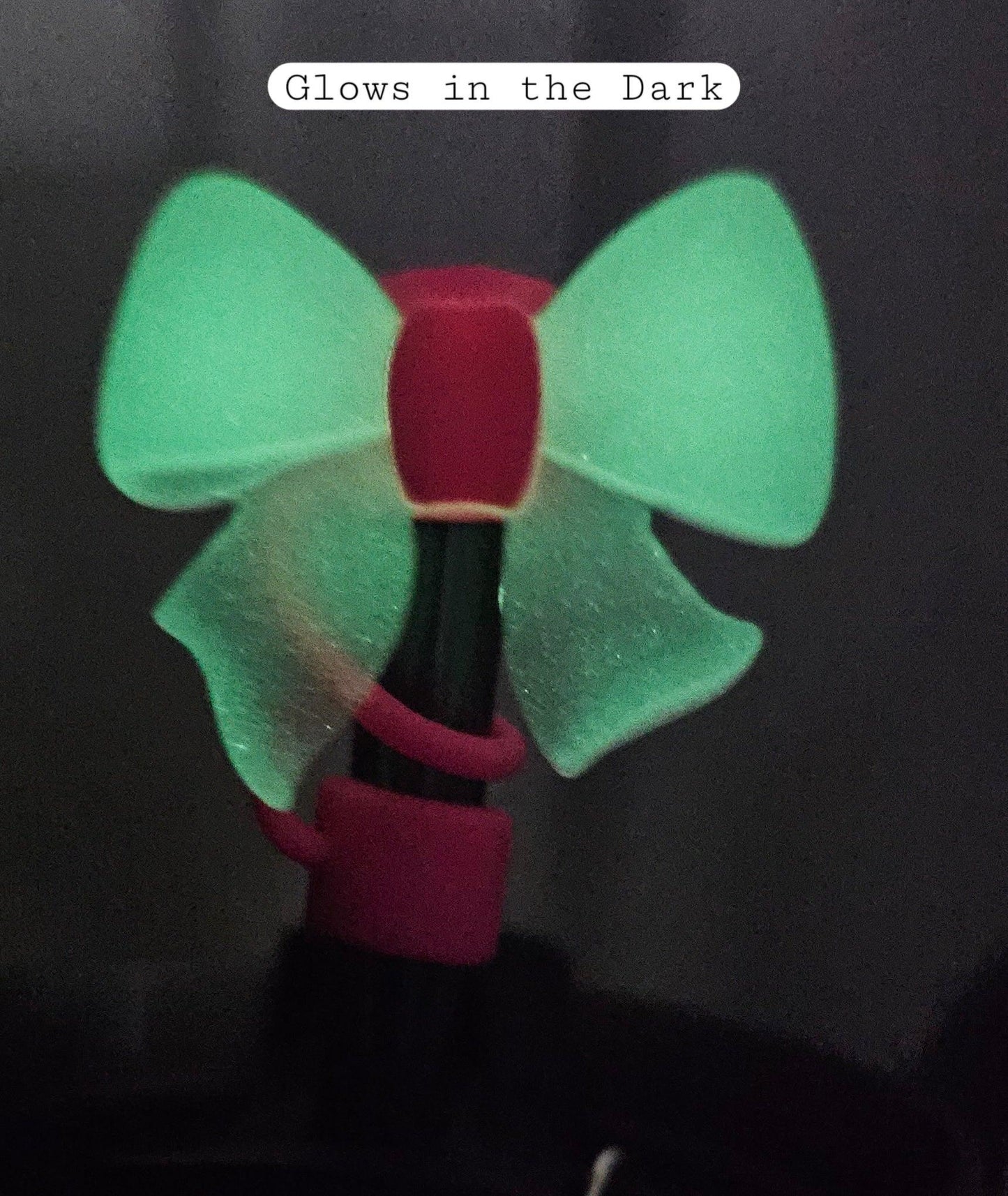 Pink Ribbon Bow Glow in The Dark Straw Topper Straw Cover.