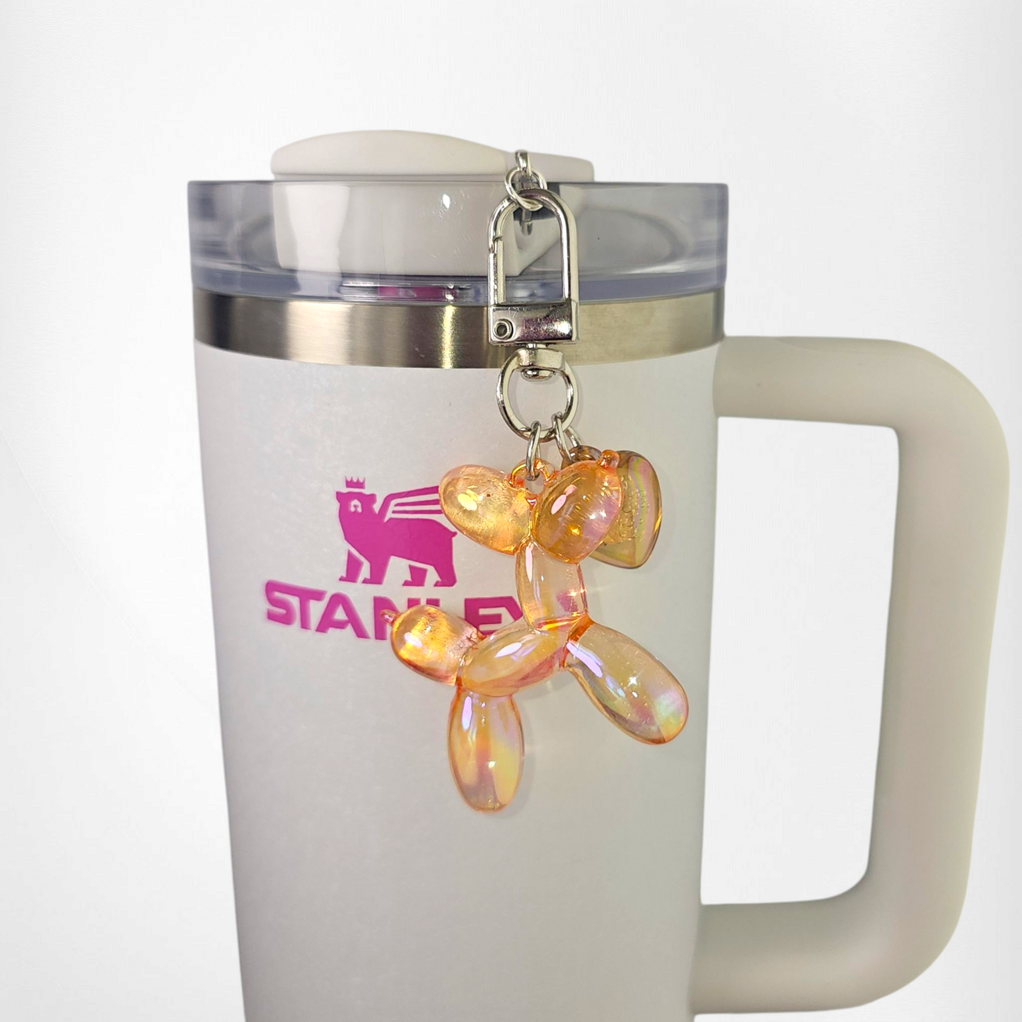 Iridescent Pearlescent Orange balloon Dog charm.