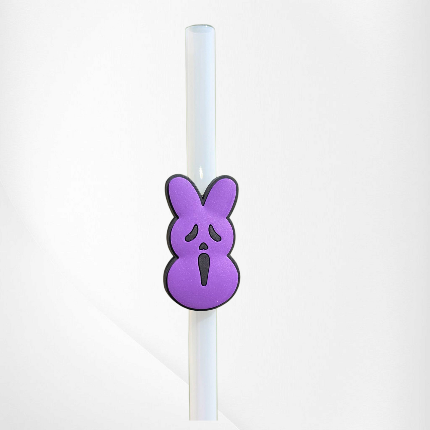Purple and black ghost Face x Peeps Silicone pen topper - straw charm.
