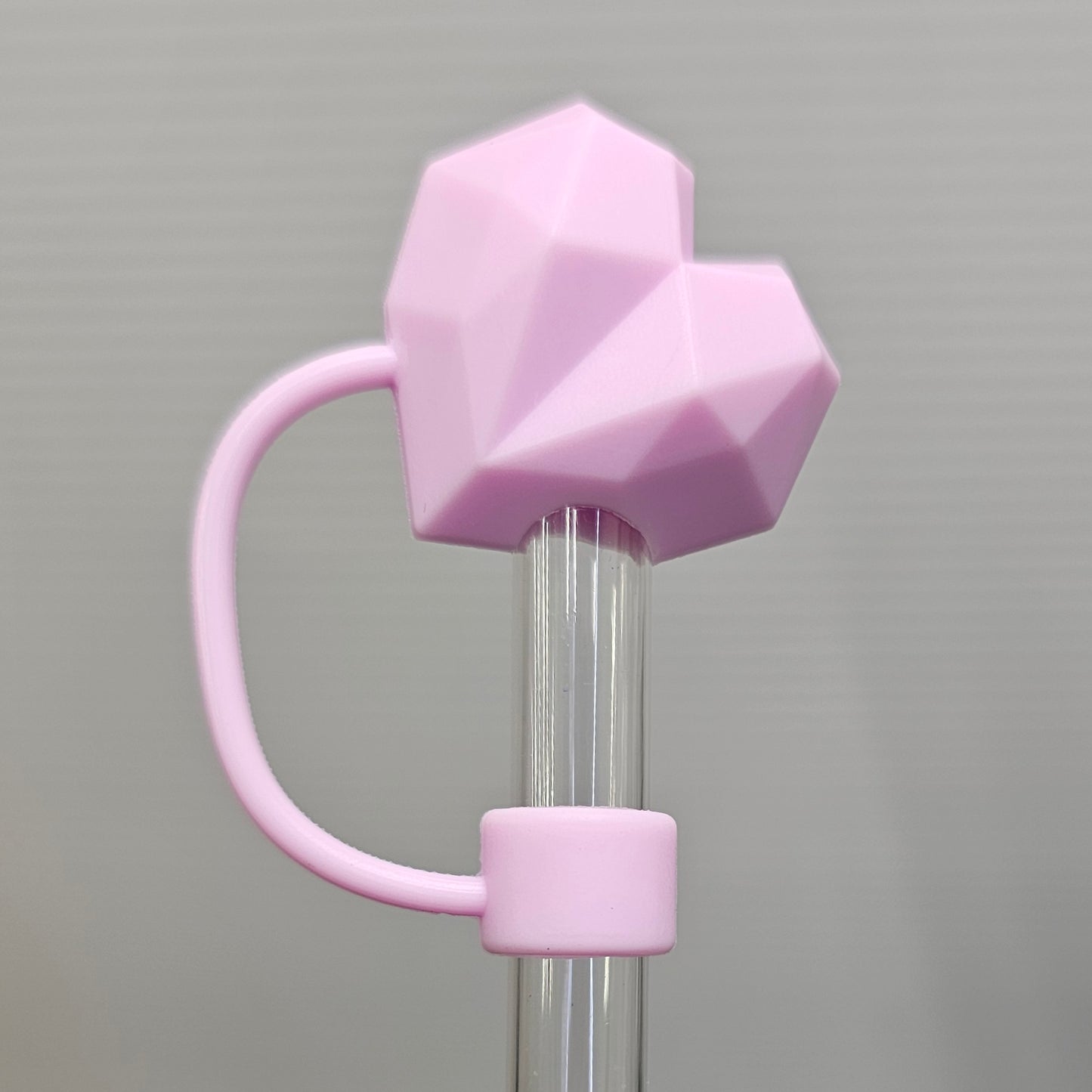 Lilac Purple Diamond Heart Valentine's Day 3D Silicone Straw Topper - Straw Cover - Straw Cap