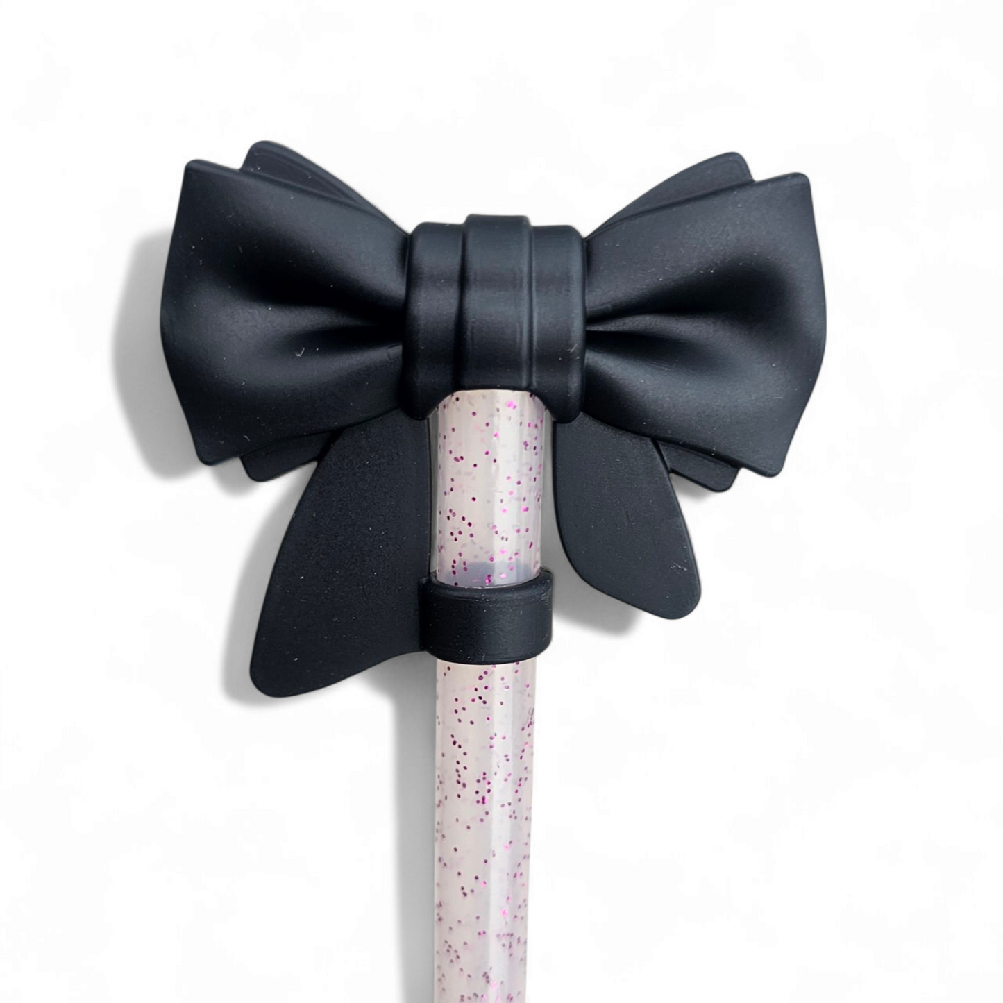 Black Bow 3D Silicone 10mm Straw Topper by Southern Creative Glamour