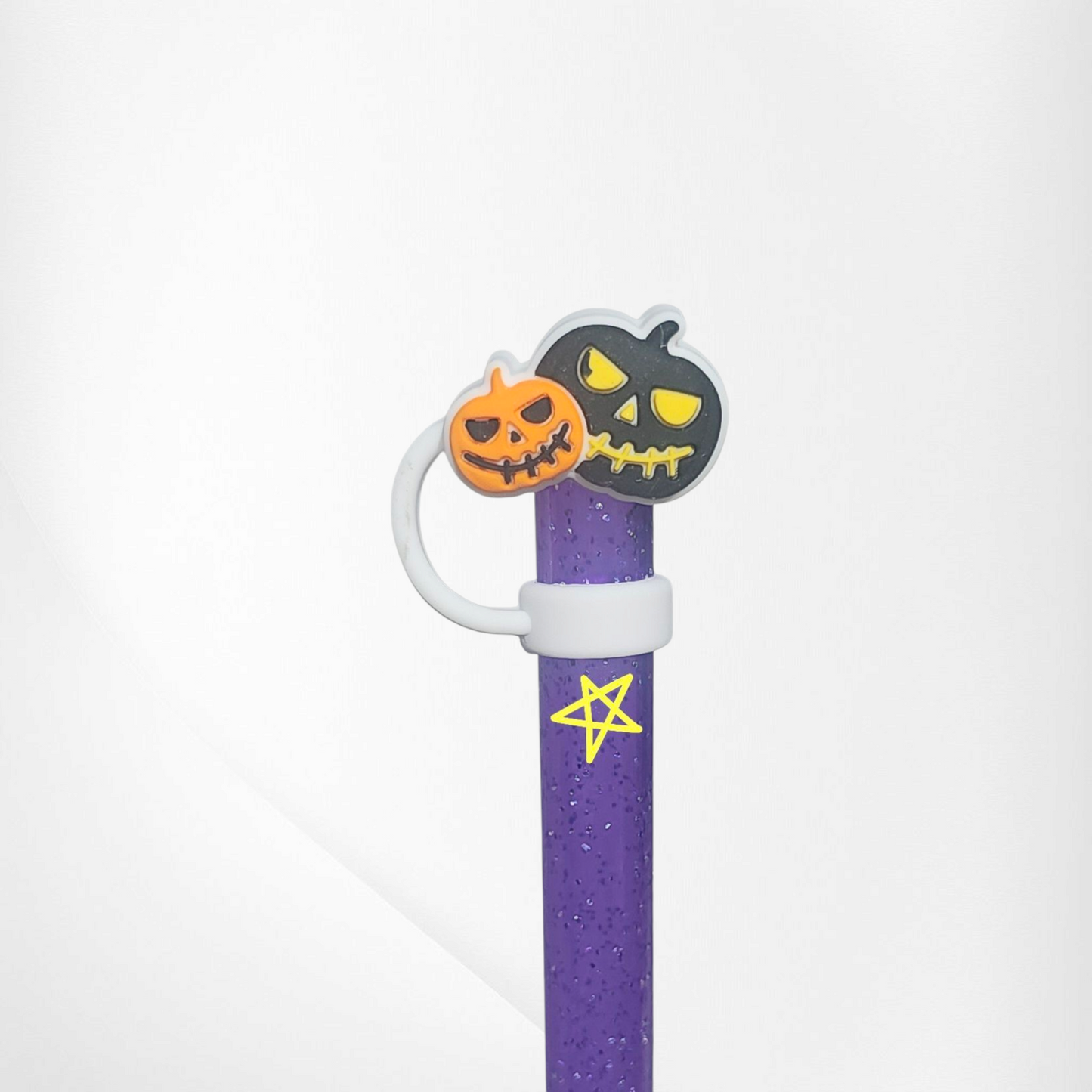 Halloween Jack-o-Lanterns 3D Silicone Straw Topper