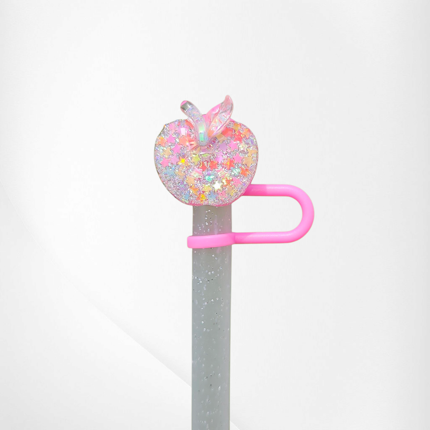 Rainbow Pink apple straw topper