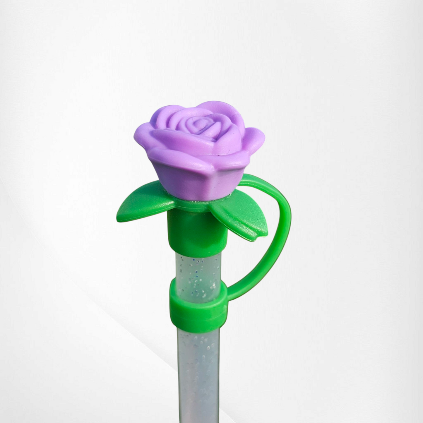Light purple Rose 3D Silicone Straw Topper - Straw Cover. Fits 10mm and Stanley Straws.