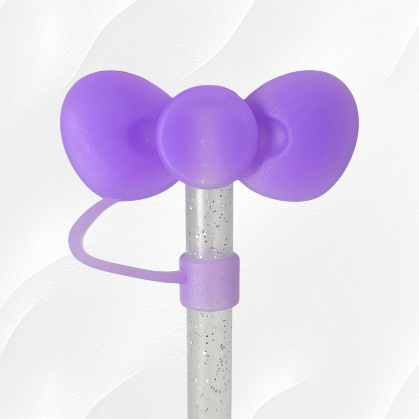 Purple Bow Tie 3D Silicone Straw Topper