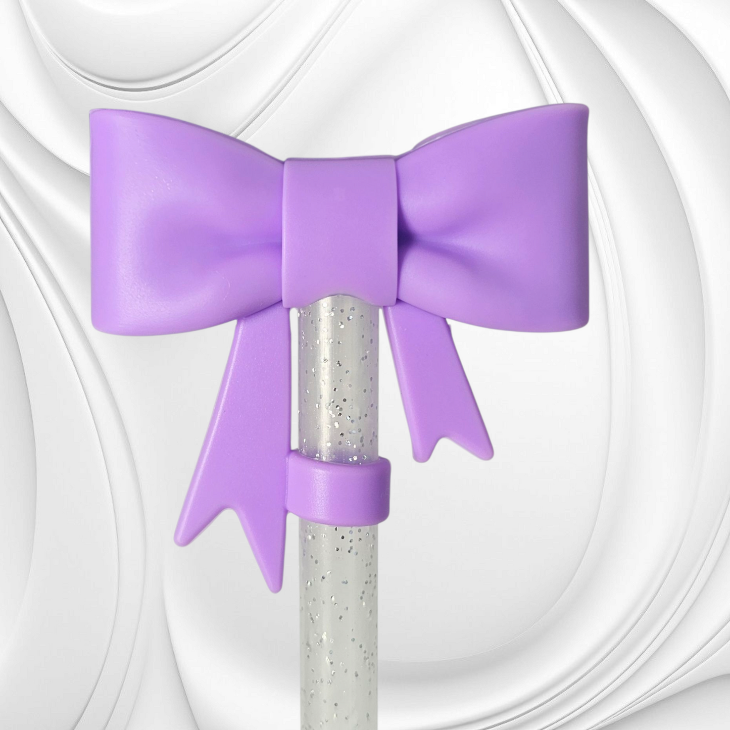 Purple Princess Bow 3D Silicone Straw Topper