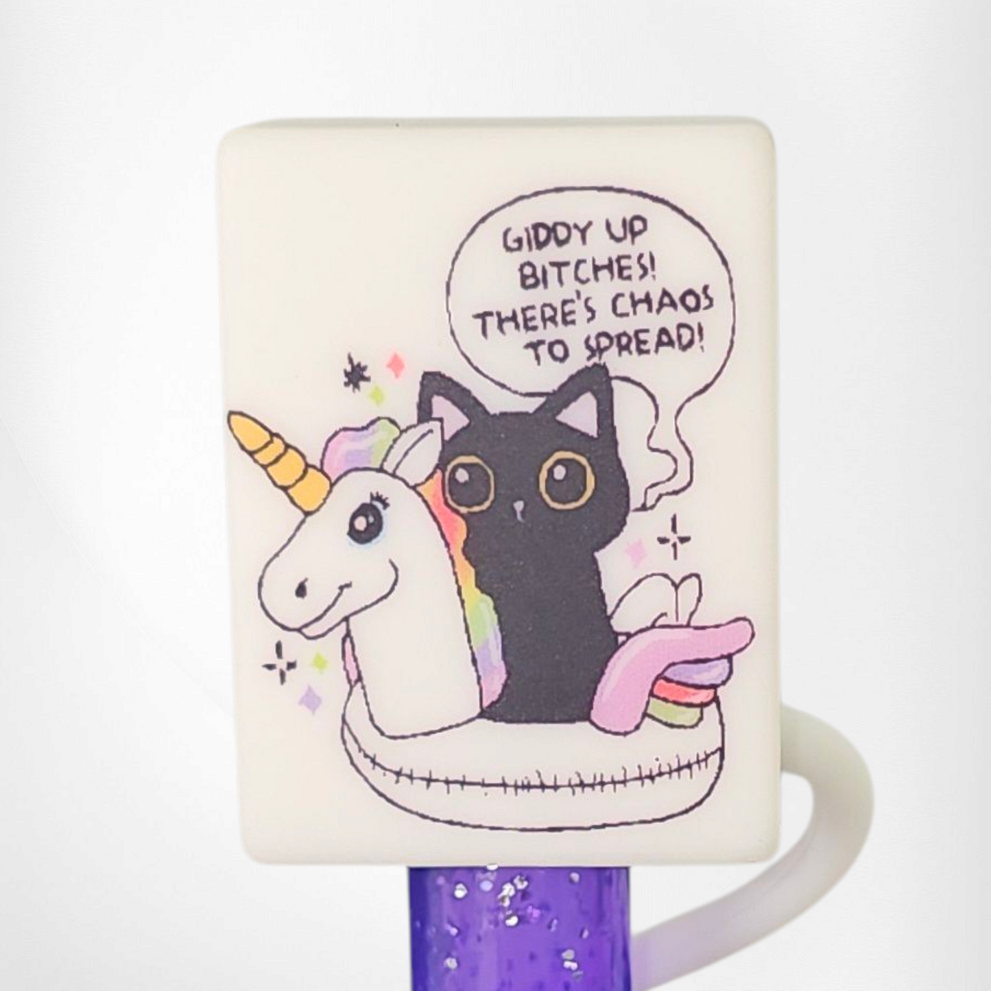 Giddy Up There's Chaos To Spread 3D Silicone Straw Topper