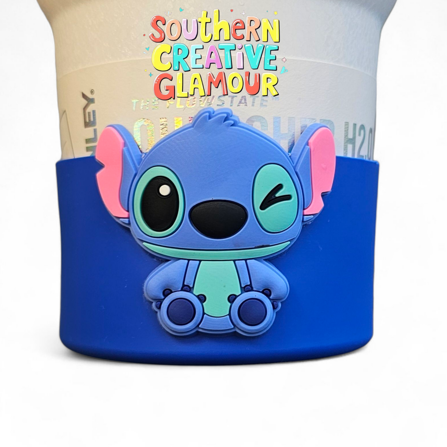 Blue winking Lilo inspired Silicone Tumbler Boot