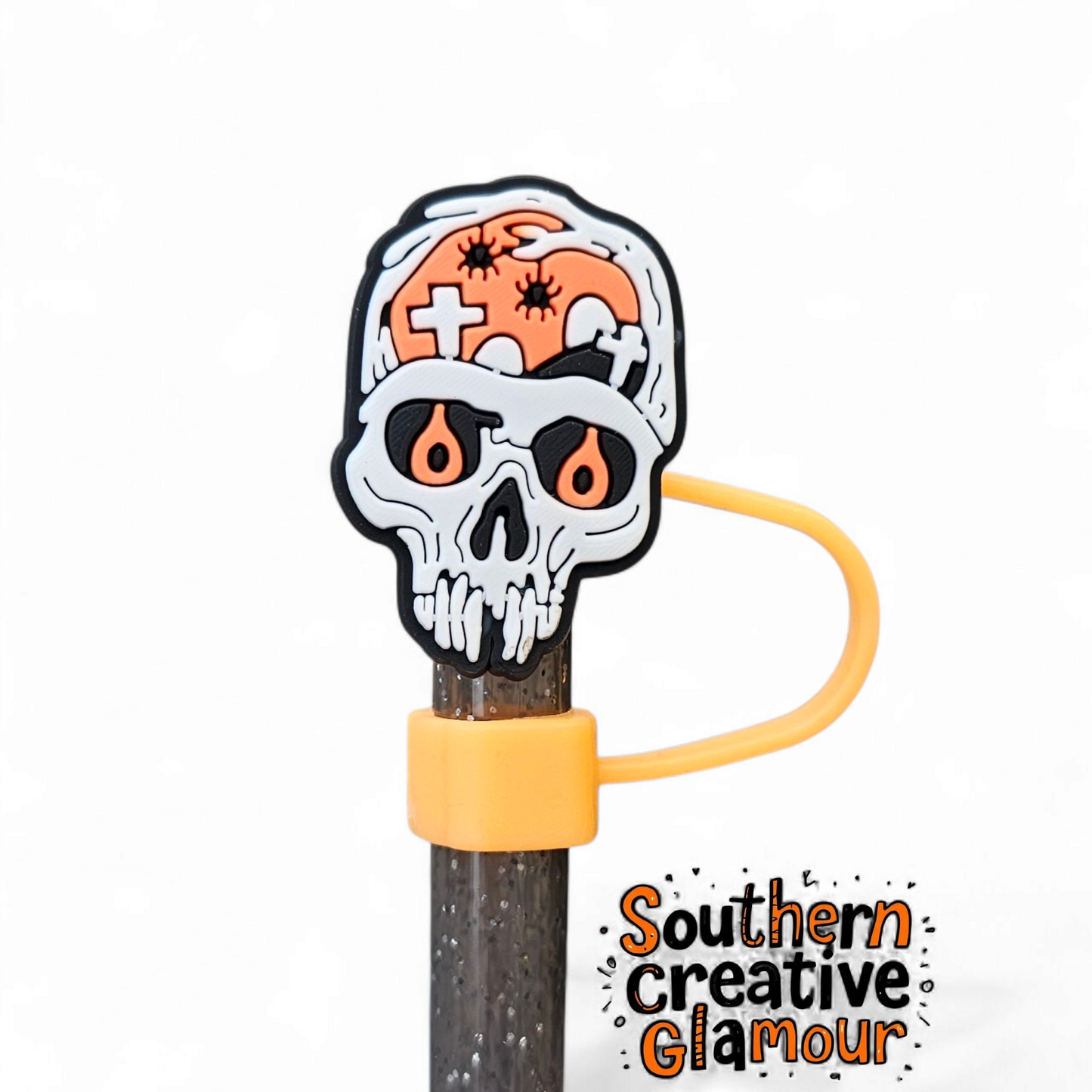 Creepy Skellington Halloween Silicone 10mm Straw Topper by Southern Creative Glamour