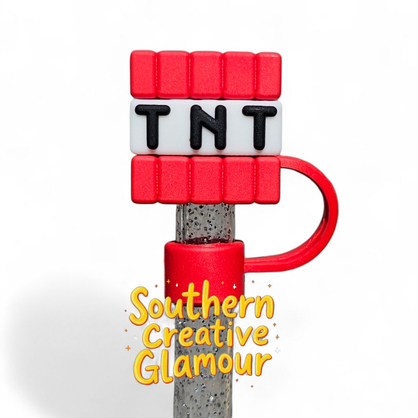 TNT 3D Minecraft 10mm Straw Toppers