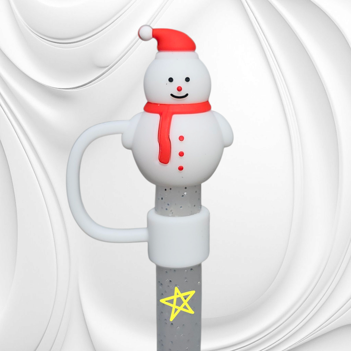 3D Snowman Silicone Straw Topper