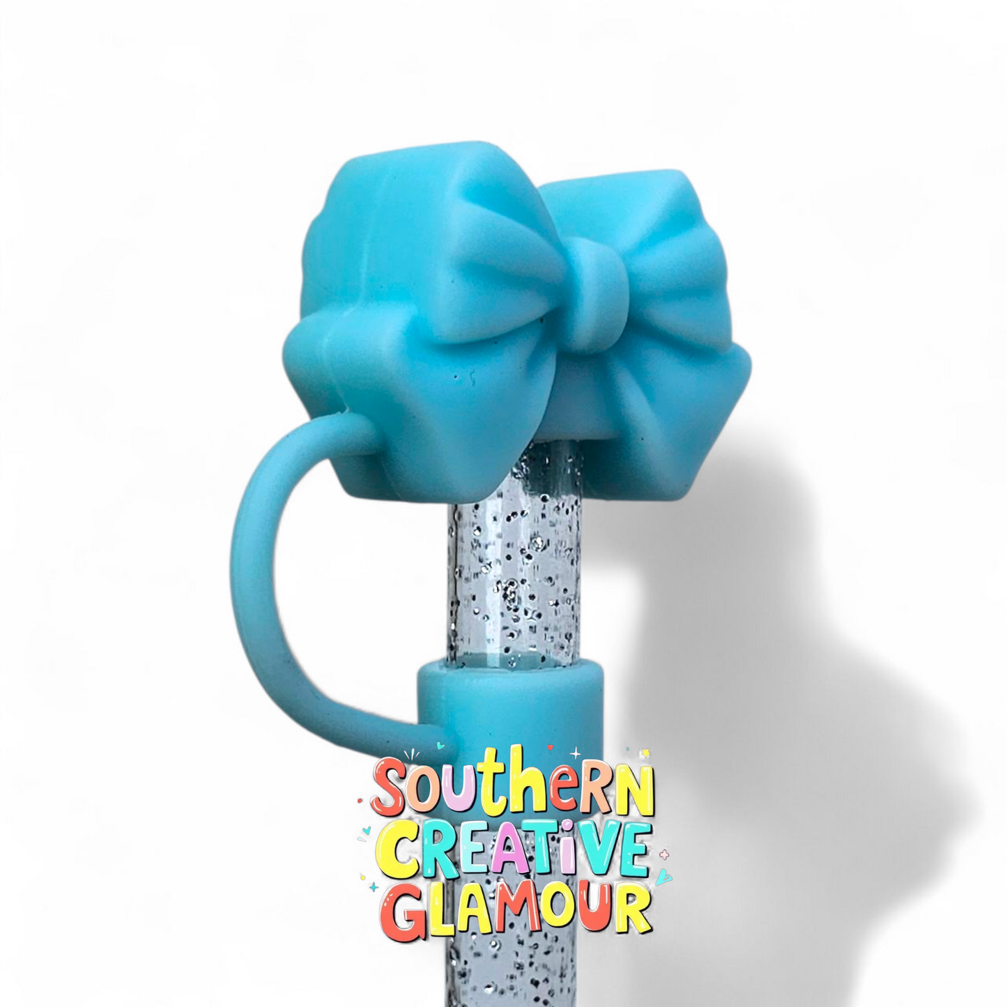 Telal Blue 3D Bow 10mm Straw Topper by Southern Creative Glamour