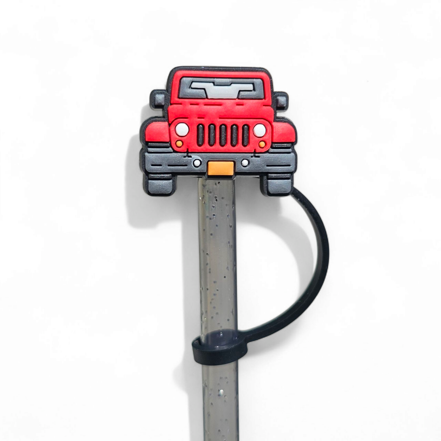 Red Jeep 8mm Silicone Straw Topper