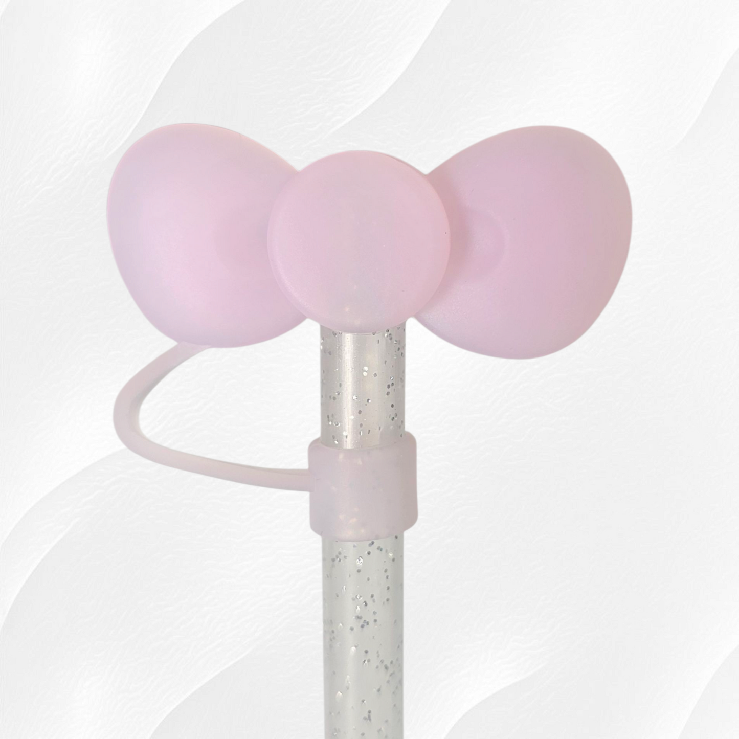 Blush Pink Bow Tie 3D Silicone Straw Topper