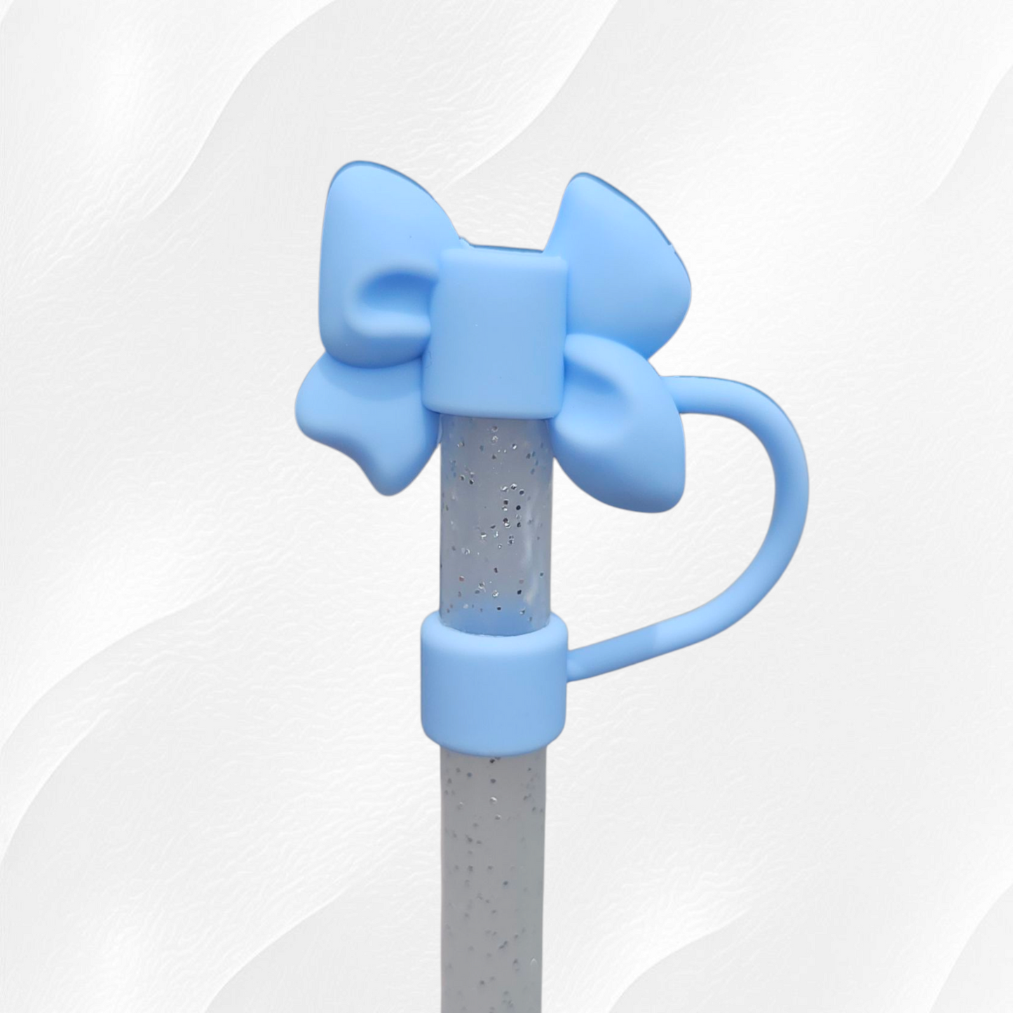 Spring Blue 3D Silicone Bow Straw Topper