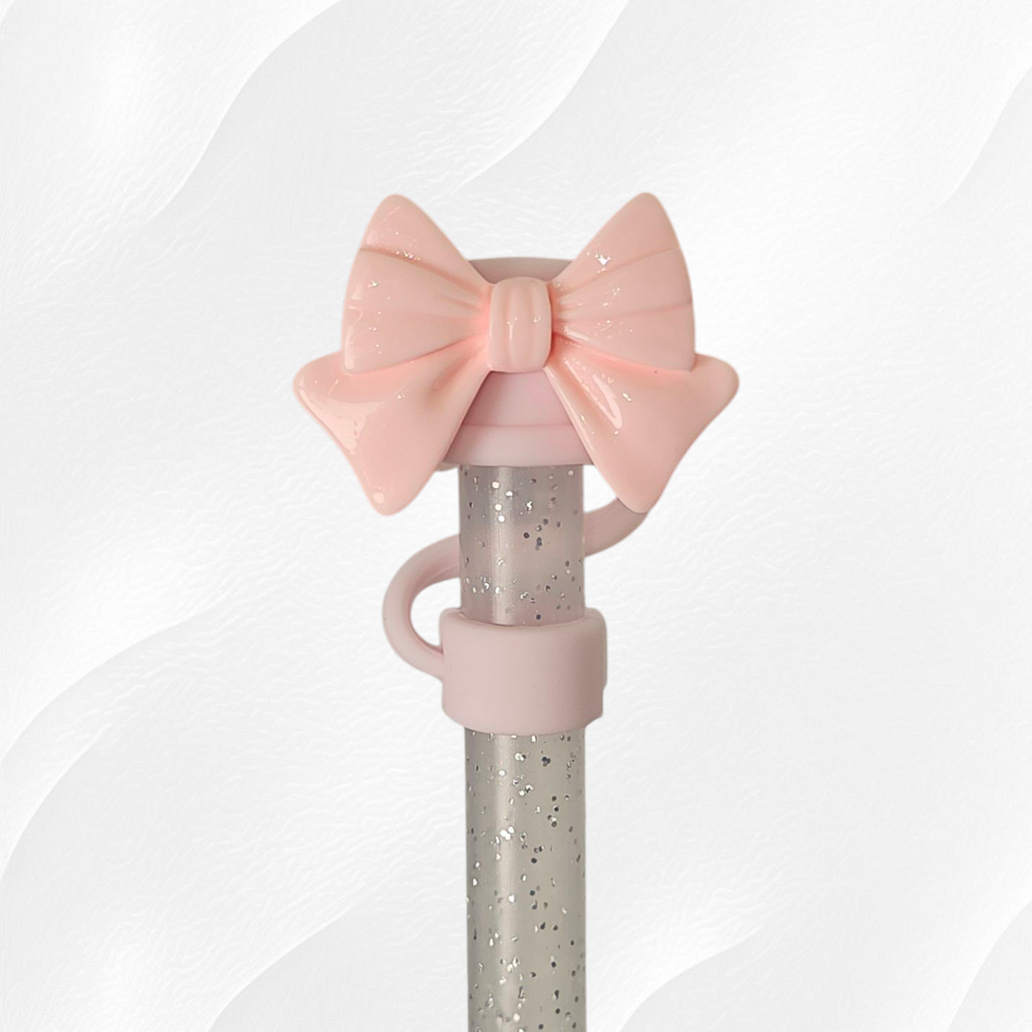 Pink Coquette Bow Straw Topper