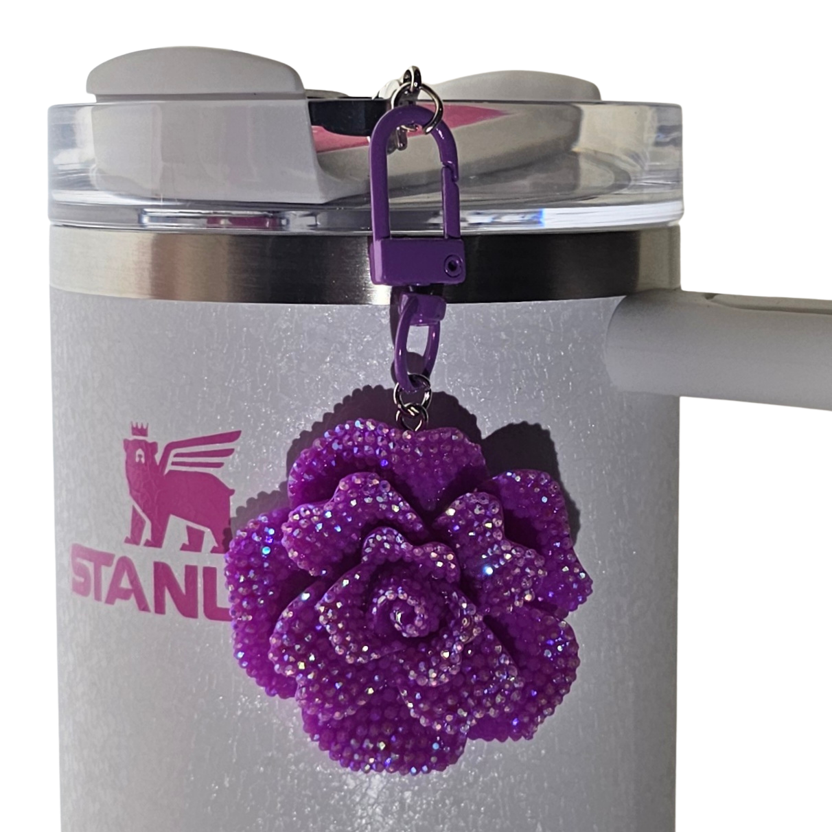 Luxury Glitter Rose Tumbler Charm - Purple