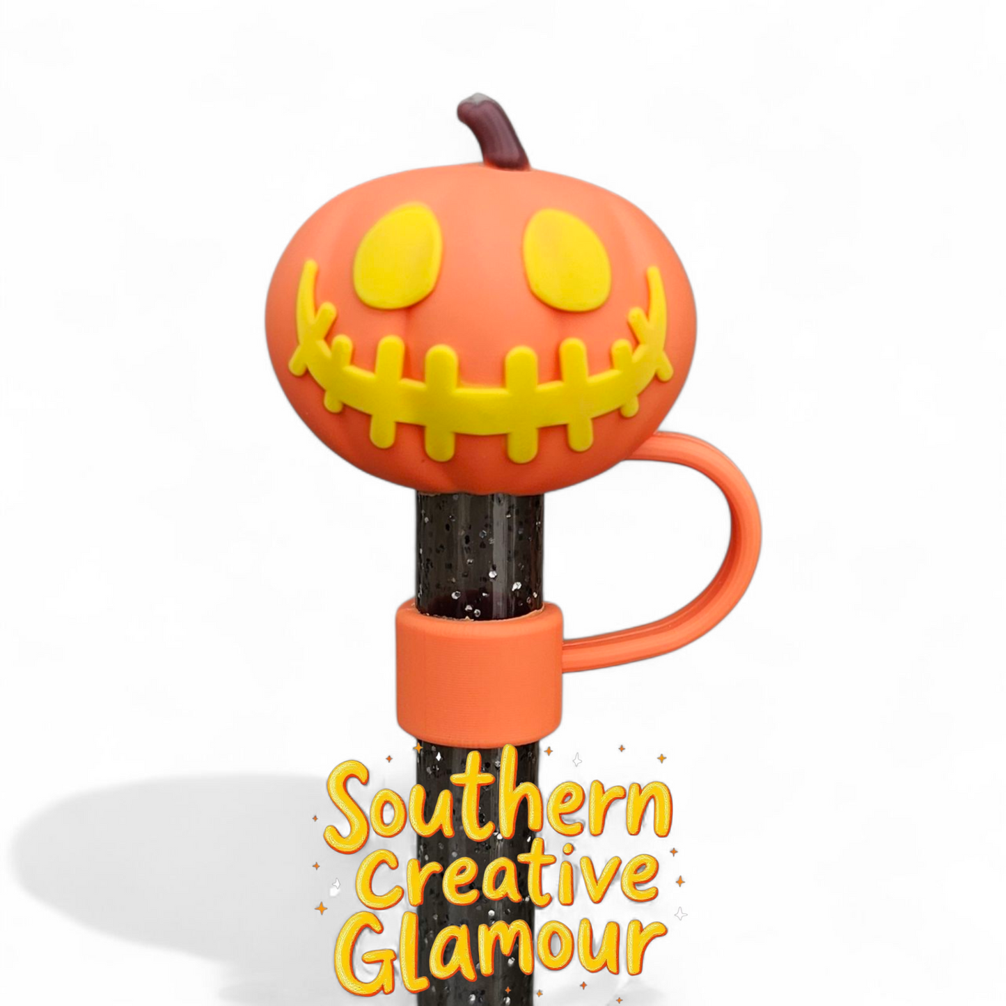 Happy Halloween Jack-o-Lantern 3D 10mm Straw Topper by Southern Creative Glamour